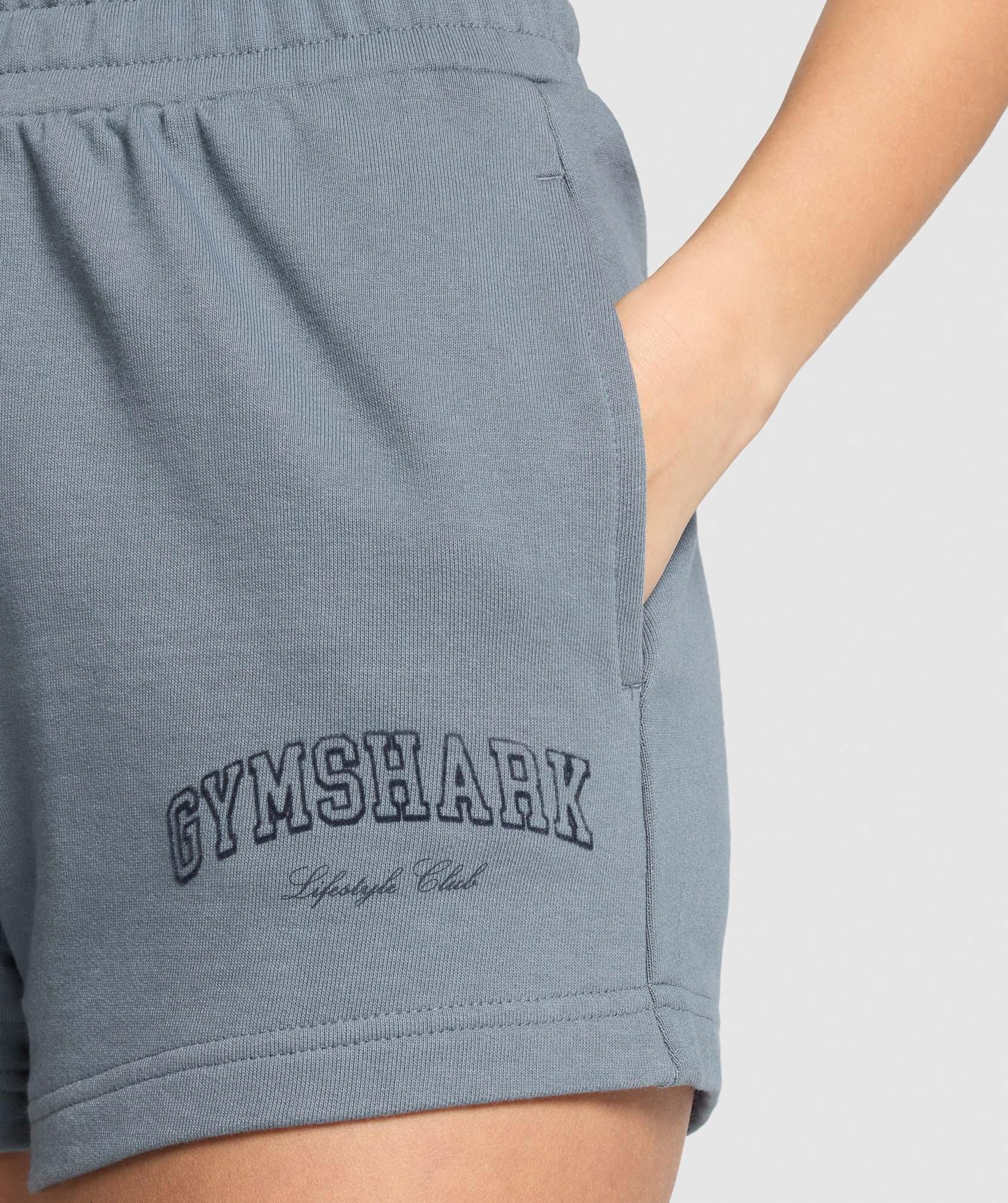 Gymshark Campus Classics Graphic Sweat Shorts - Iron Blue Female Product Image