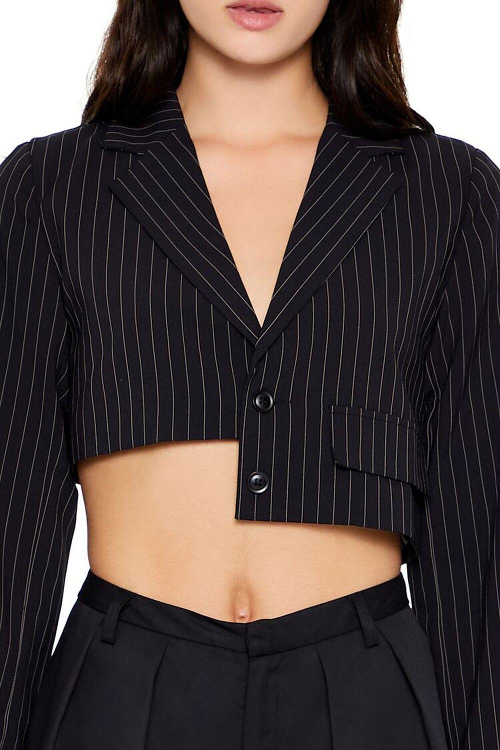 Pinstriped Asymmetrical Blazer | Forever 21 Product Image