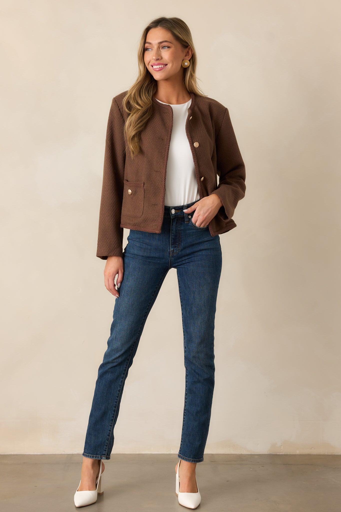 When We Meet Chocolate Brown Jacket Product Image