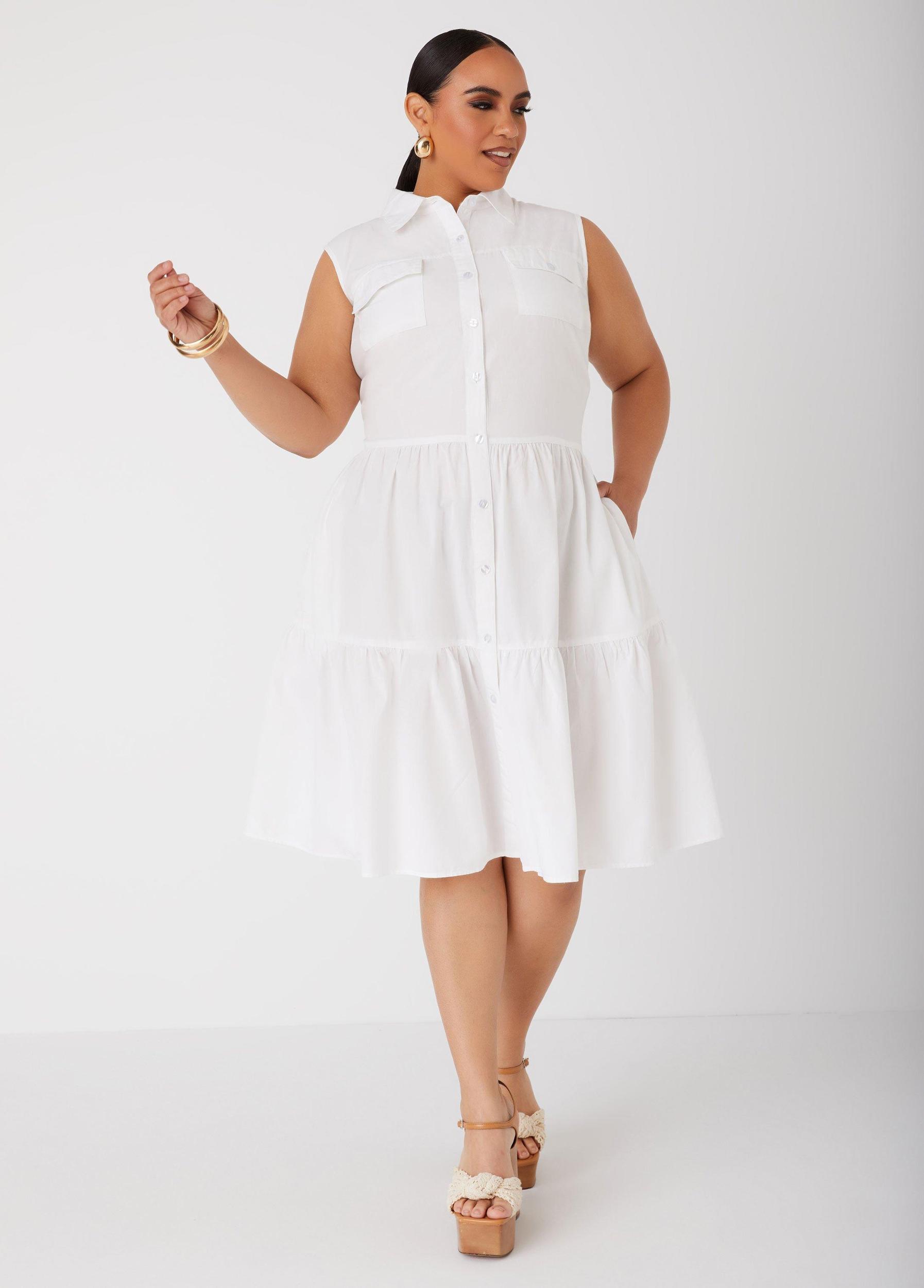 Flounced Cotton Shirtdress Product Image