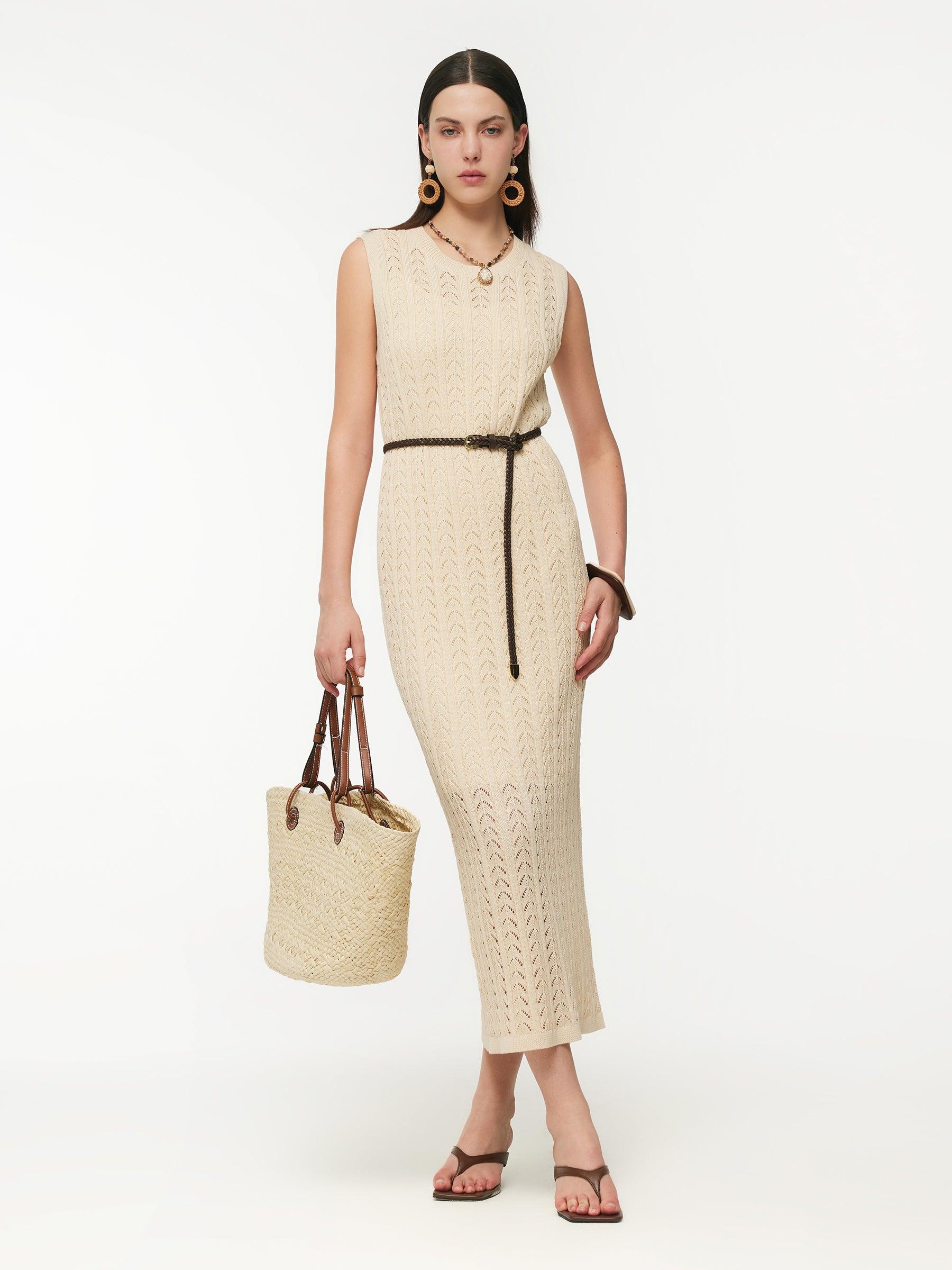 Stretch Sequins Women Knit Maxi Vest Dress With Slip Dress Product Image