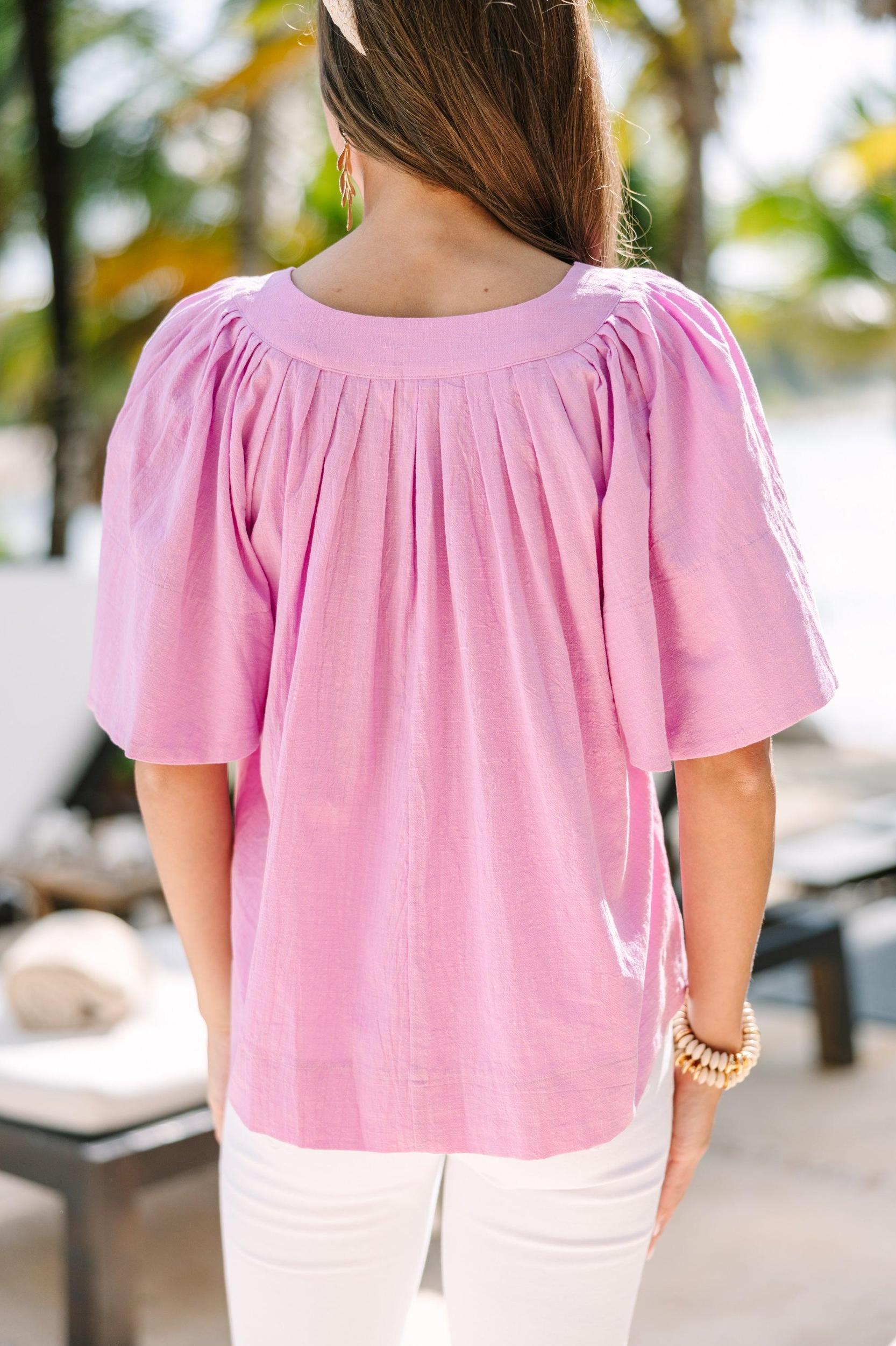 Just A Theory Lavender Purple Cotton Blouse Female Product Image