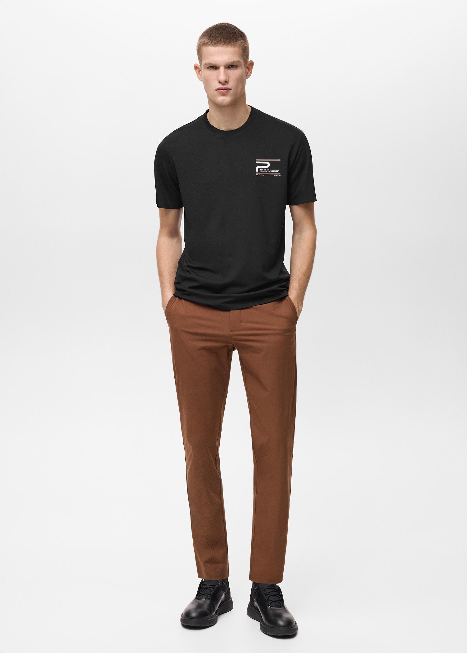 COOLMAX® slim-fit printed t-shirt - Men | MANGO USA Product Image