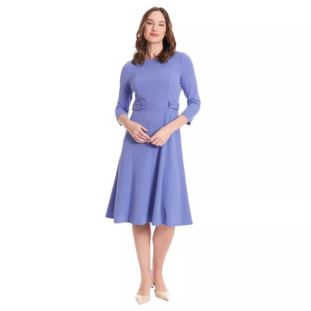 Women's London Times Side Tab Fit & Flare Dress, Size: 10, Blue Blue Product Image