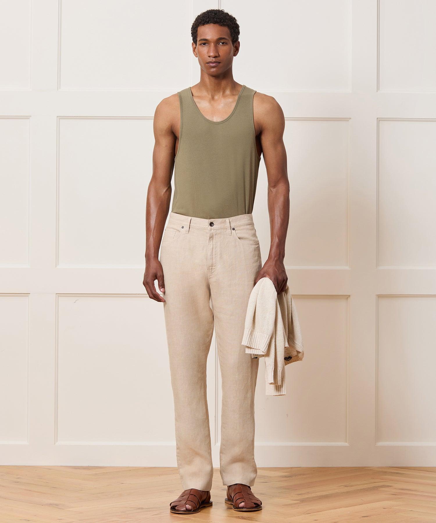 Straight Fit 5-Pocket Linen Pant Male Product Image