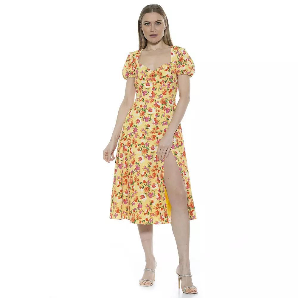 Women's ALEXIA ADMOR Gracie Fit & Flare Dress, Size: 4, Yellow Garden Product Image