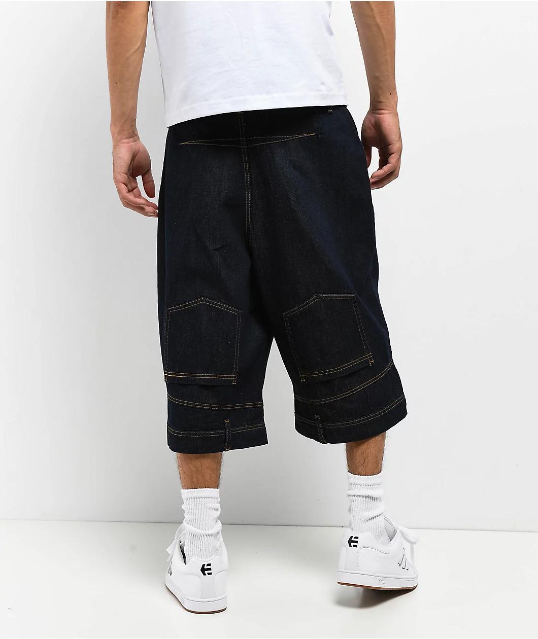 American Stitch Backwards Dark Blue Denim Shorts Product Image