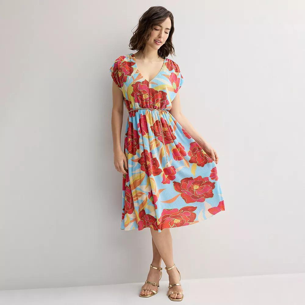 Women's INTEMPO™ Plisse Midi Dress, Size: Large, Blue Product Image