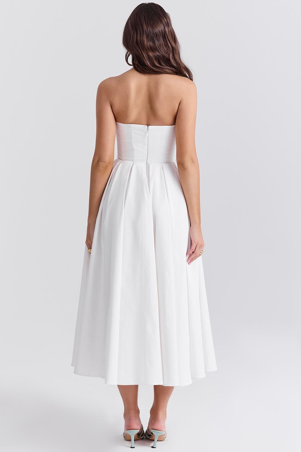 Audrey White Strapless Midi Sundress Product Image