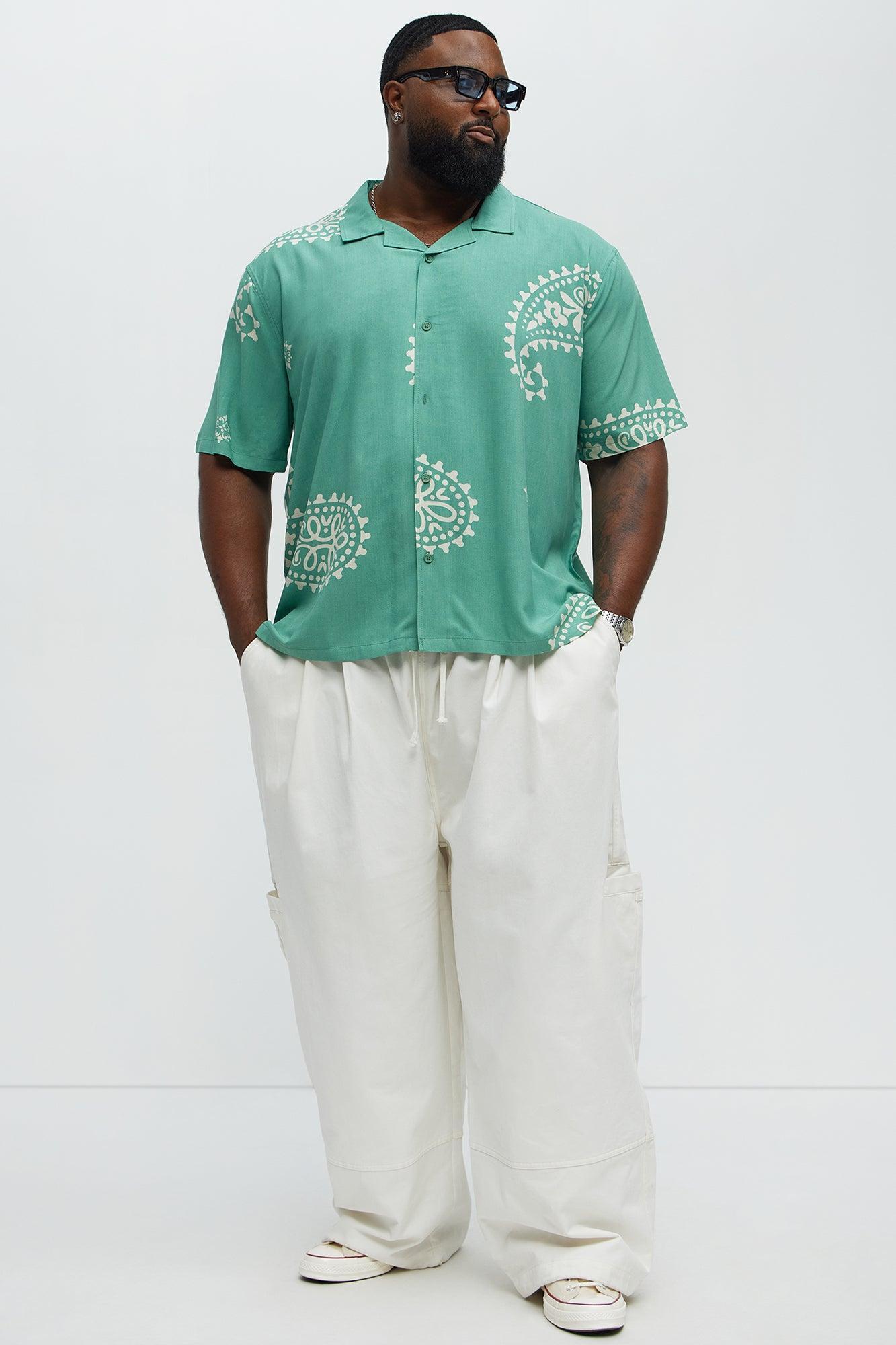 Paisley Rayon Shirt - Sage Product Image