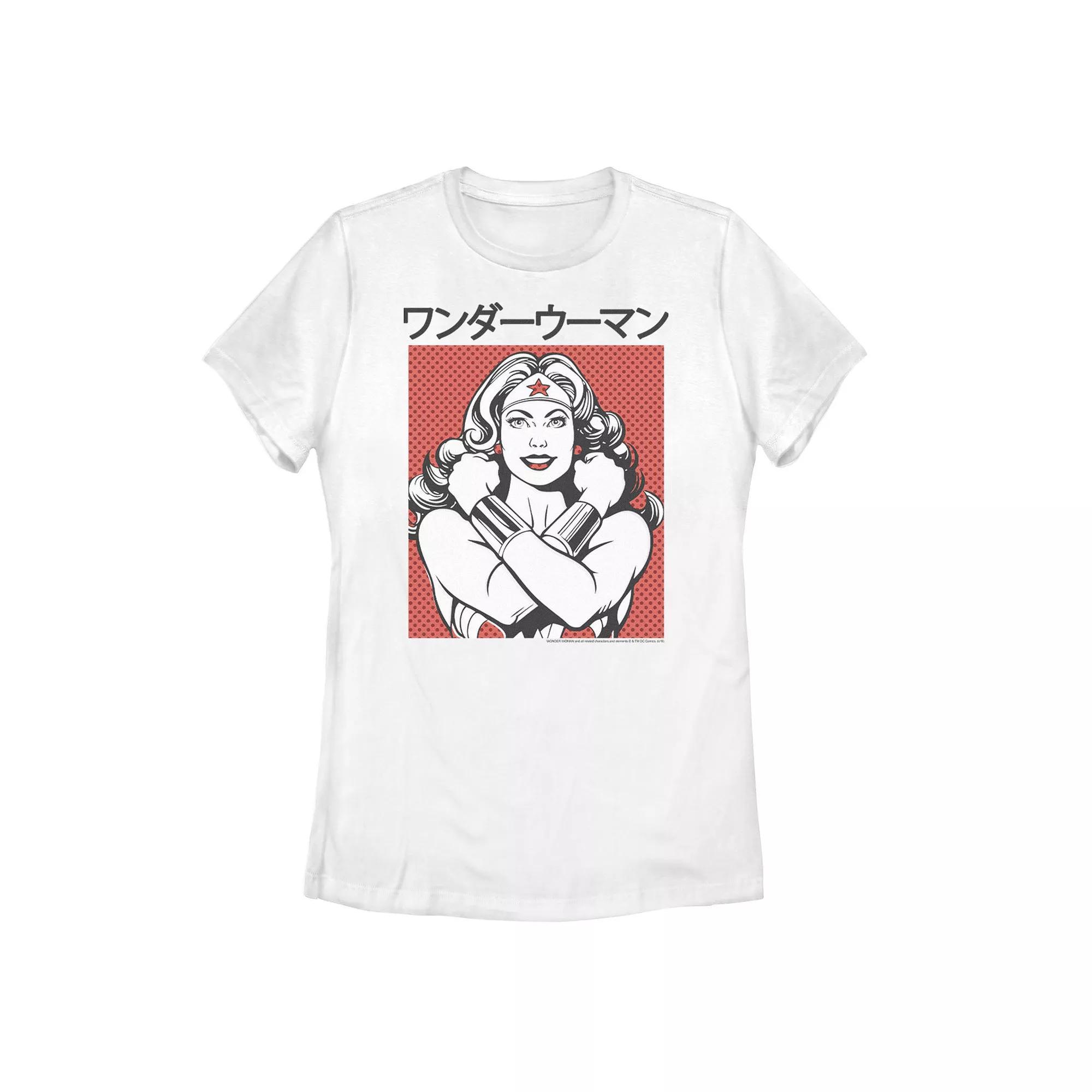 Juniors DC Comics Wonder Woman Dotted Kanji Graphic Tee, Girls Product Image