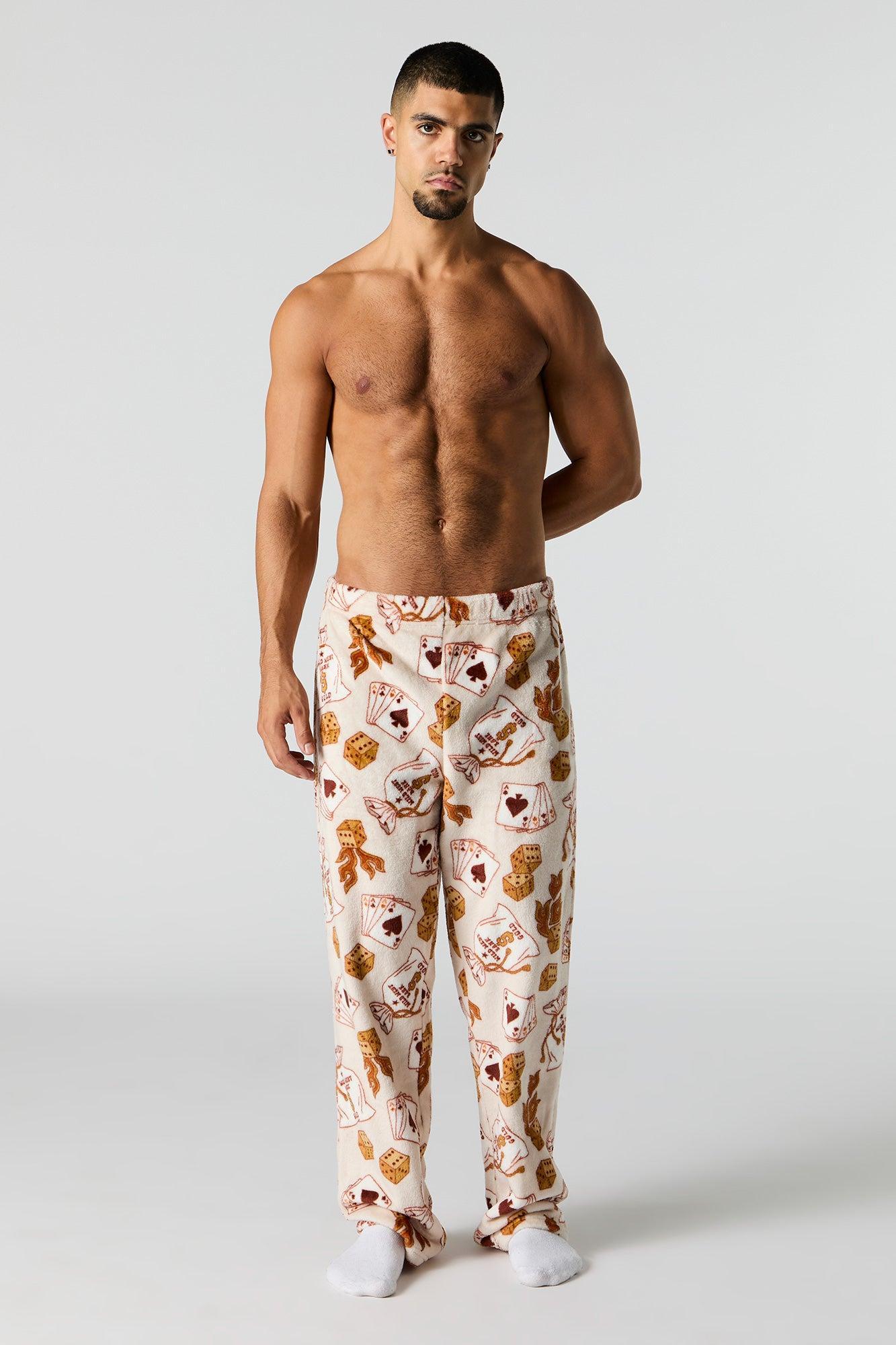 Printed Plush Pajama Pant Male Product Image