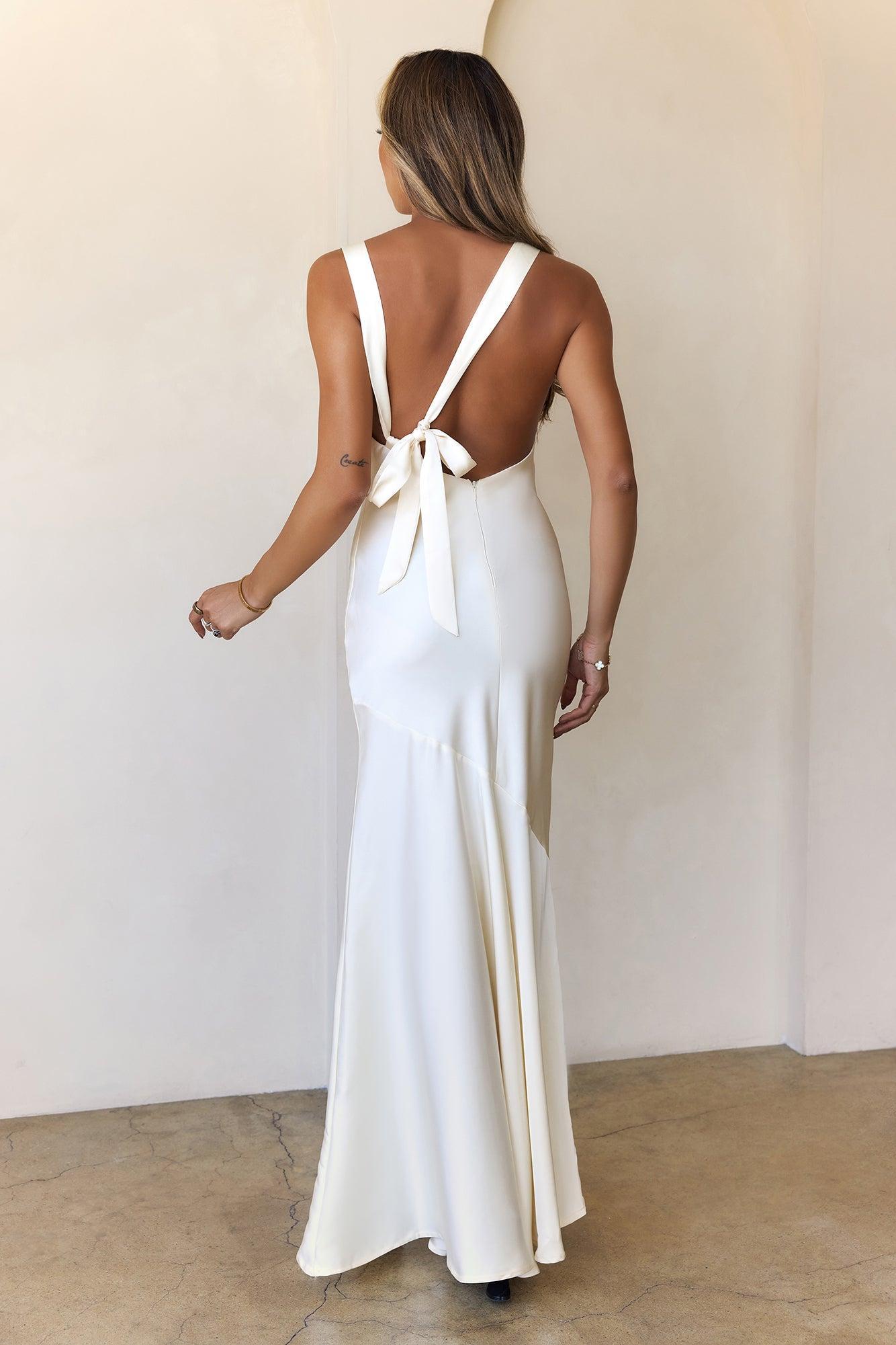 Bespoke Beauty Satin Maxi Dress Champagne Product Image