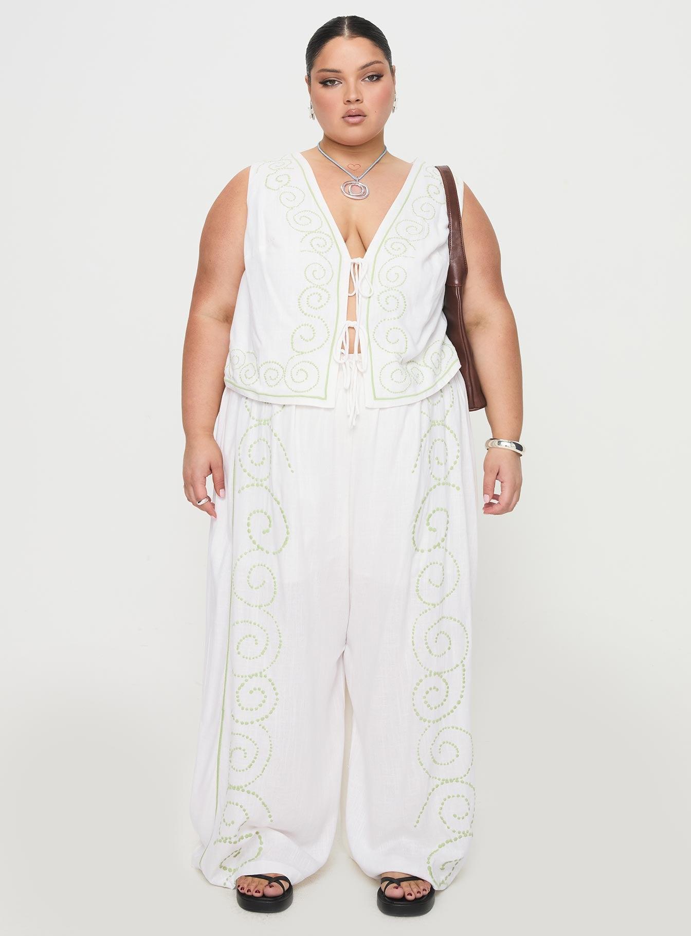 Kindred Pants White / Green Curve Product Image