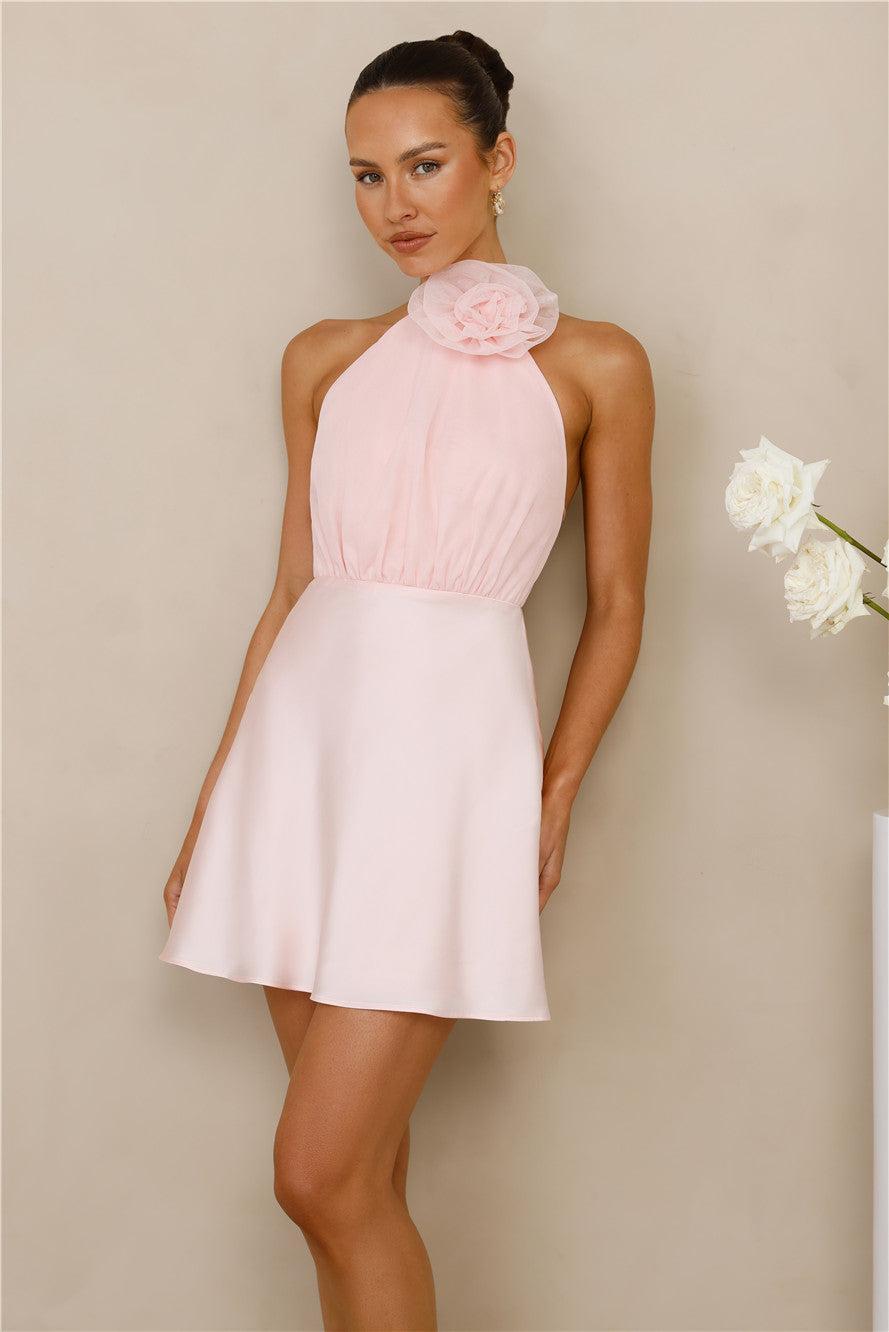 Infinite Charm Halter Mini Dress Pink Product Image