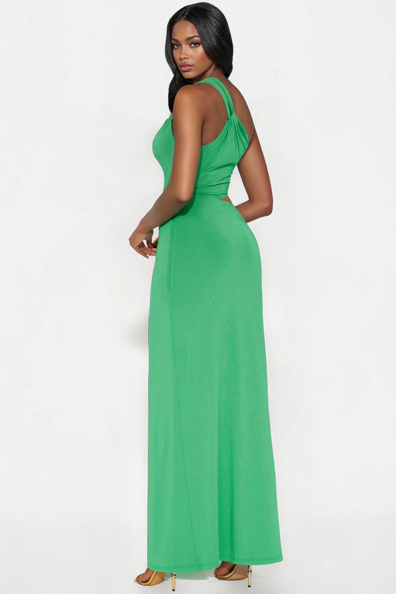 Genesis Ruched Cut Out Maxi Dress - Kelly Green Product Image