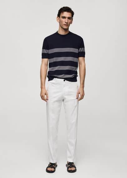 Regular fit structure cotton trousers - Men | MANGO USA Product Image