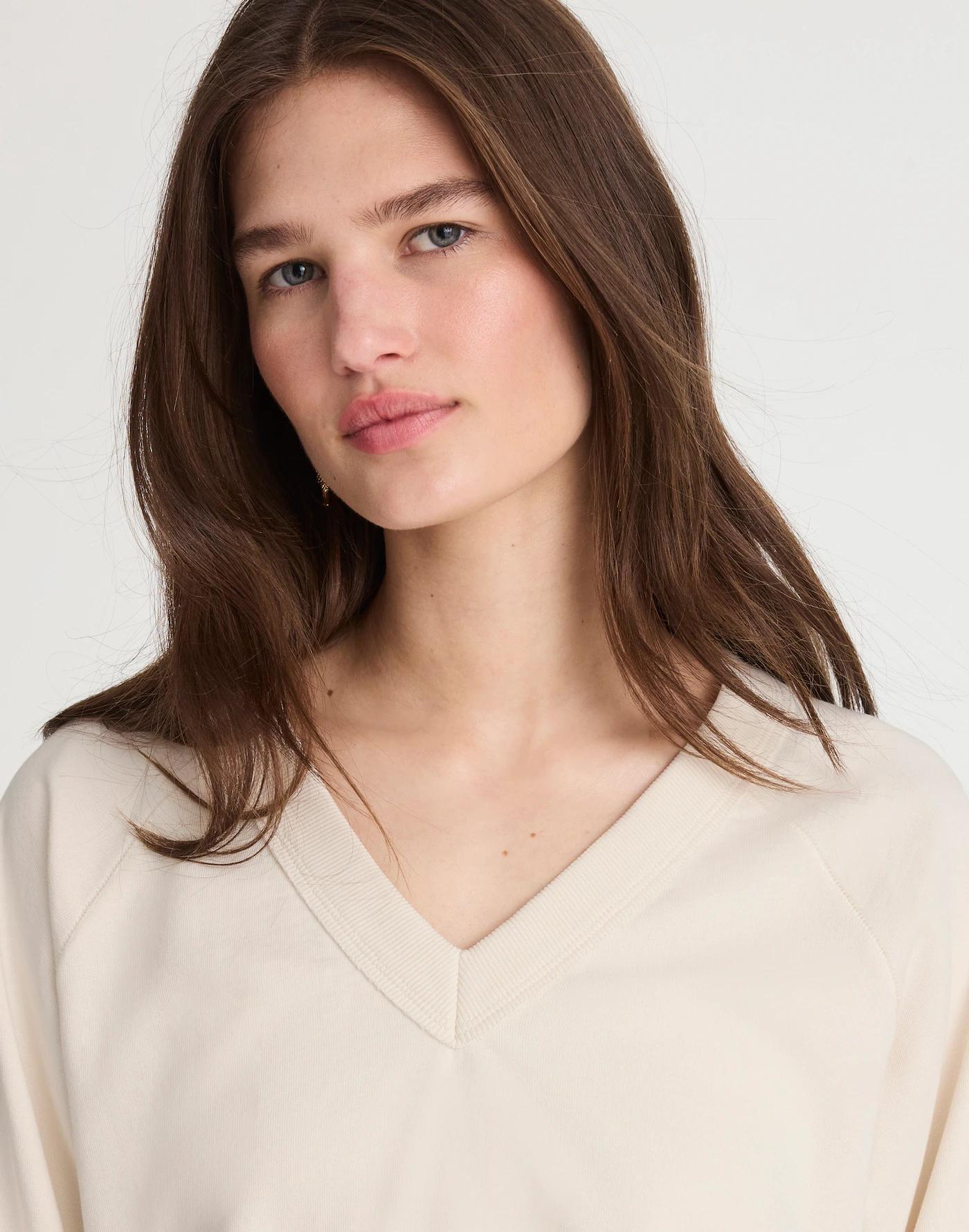 Cotton Terry V-Neck Sweatshirt Product Image