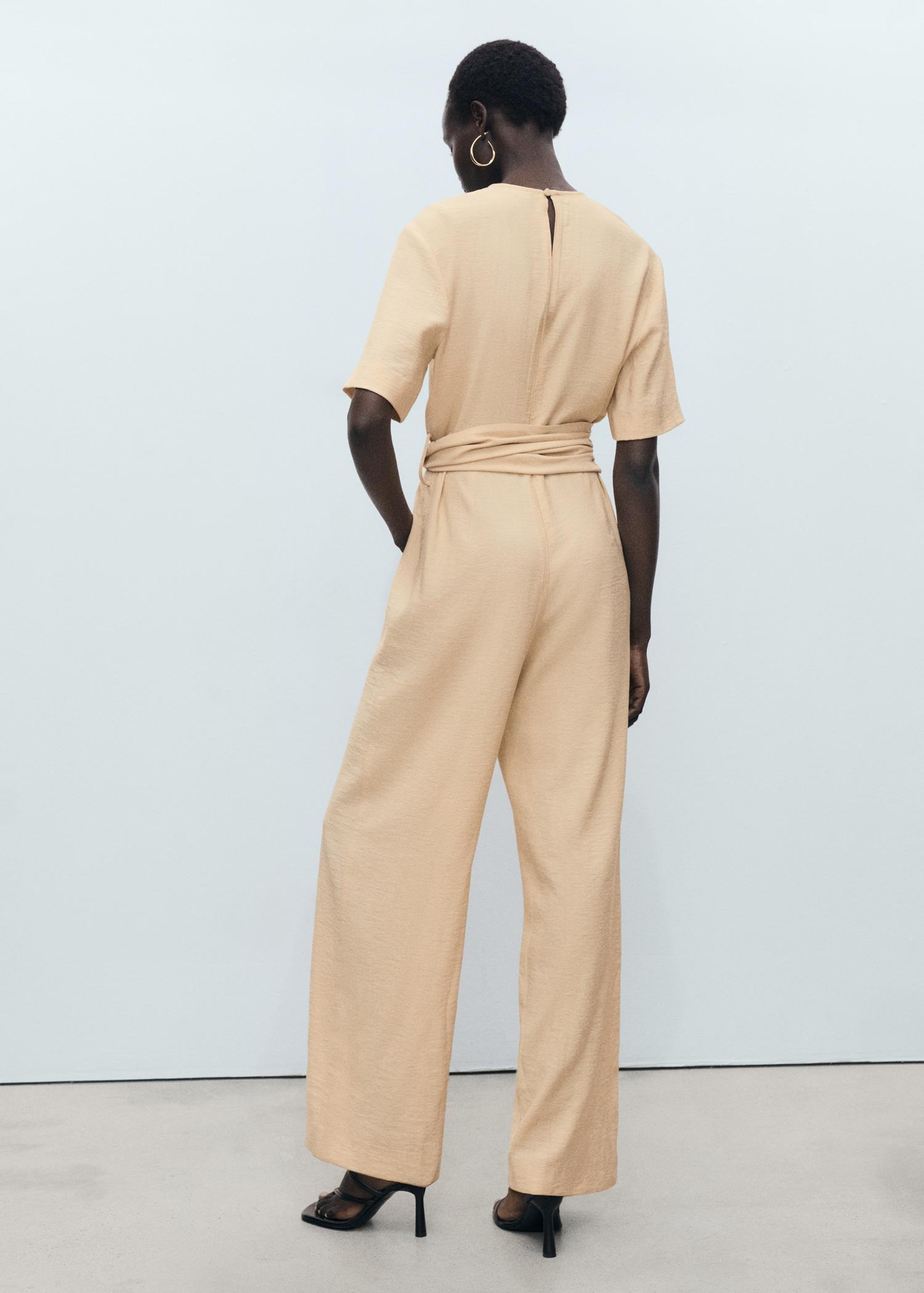 Straight-fit short-sleeved jumpsuit with belt - Women | MANGO USA Product Image