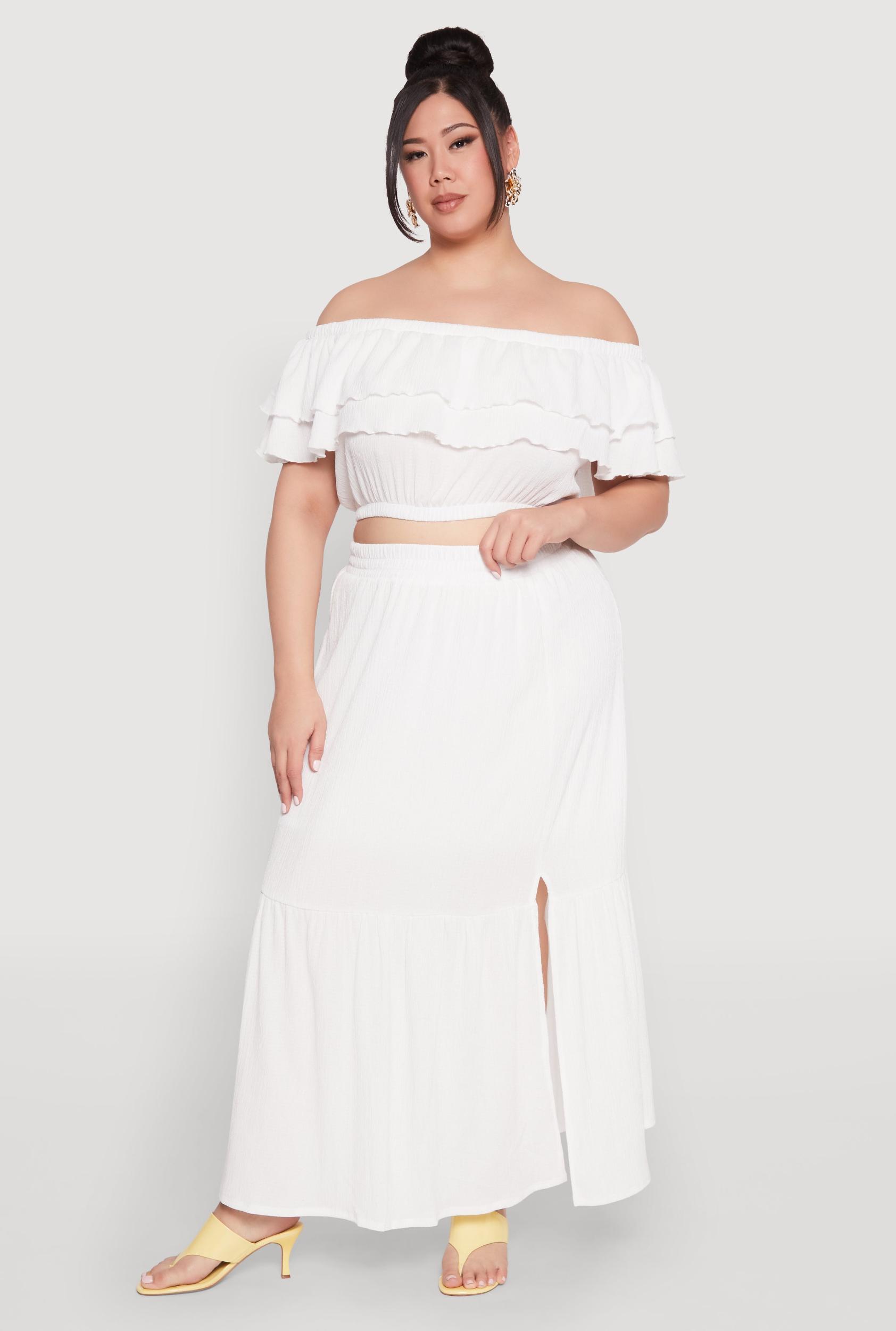 Womens Plus Size Almost Famous Slit Front Tiered Skirt Product Image
