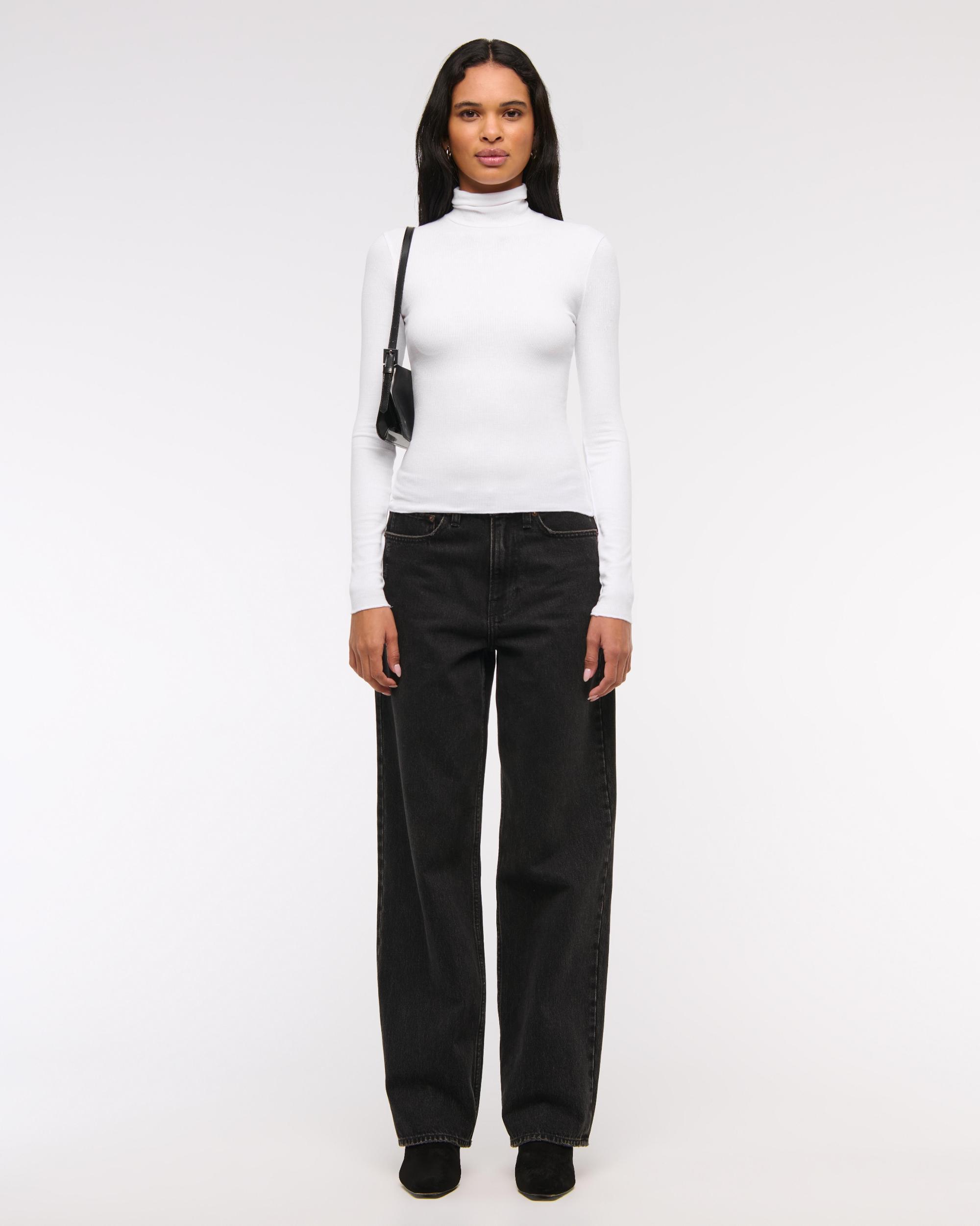 Long-Sleeve Featherweight Rib Tuckable Mockneck Top Product Image