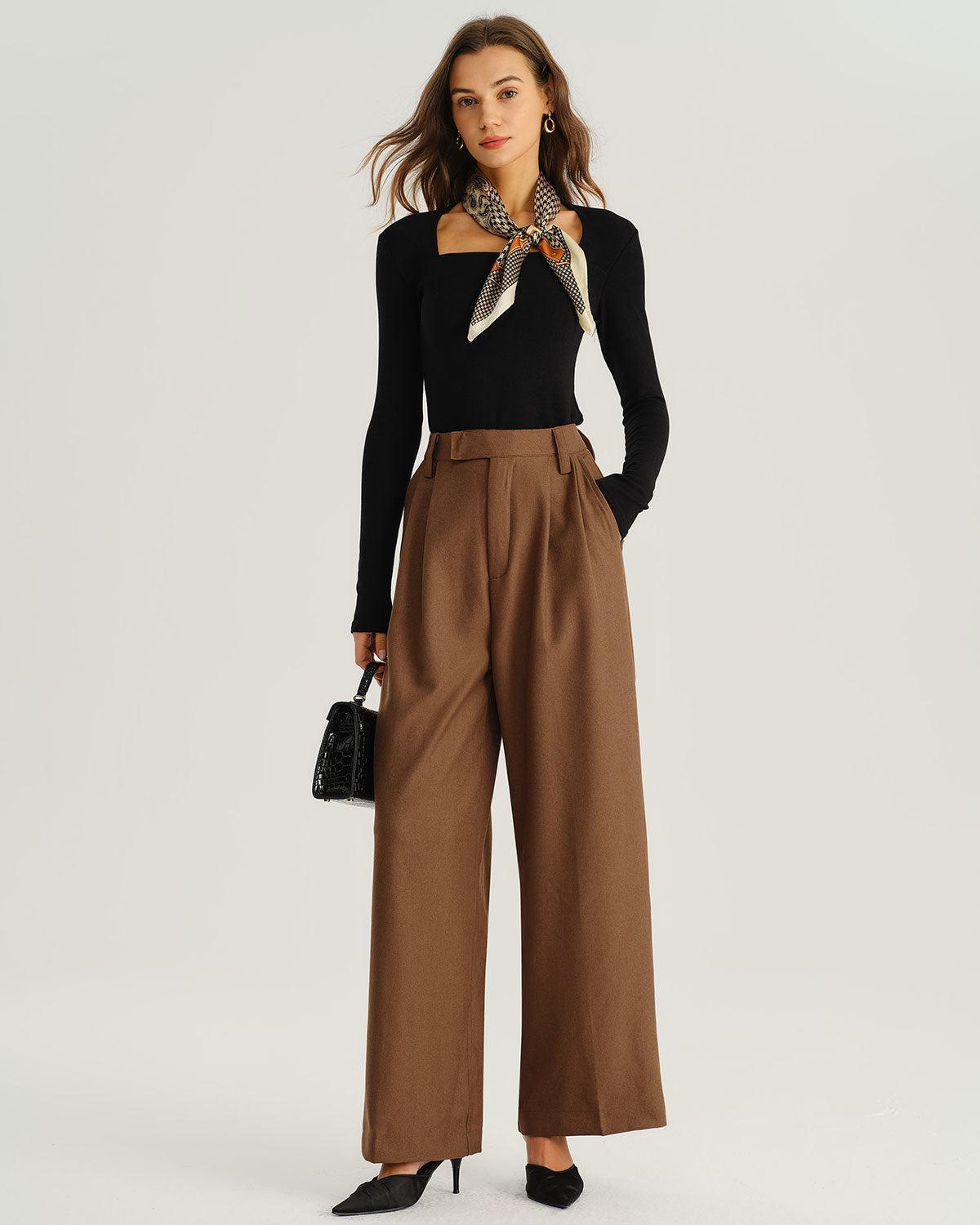 Caramel Natural Waisted Straight Casual Pants Product Image