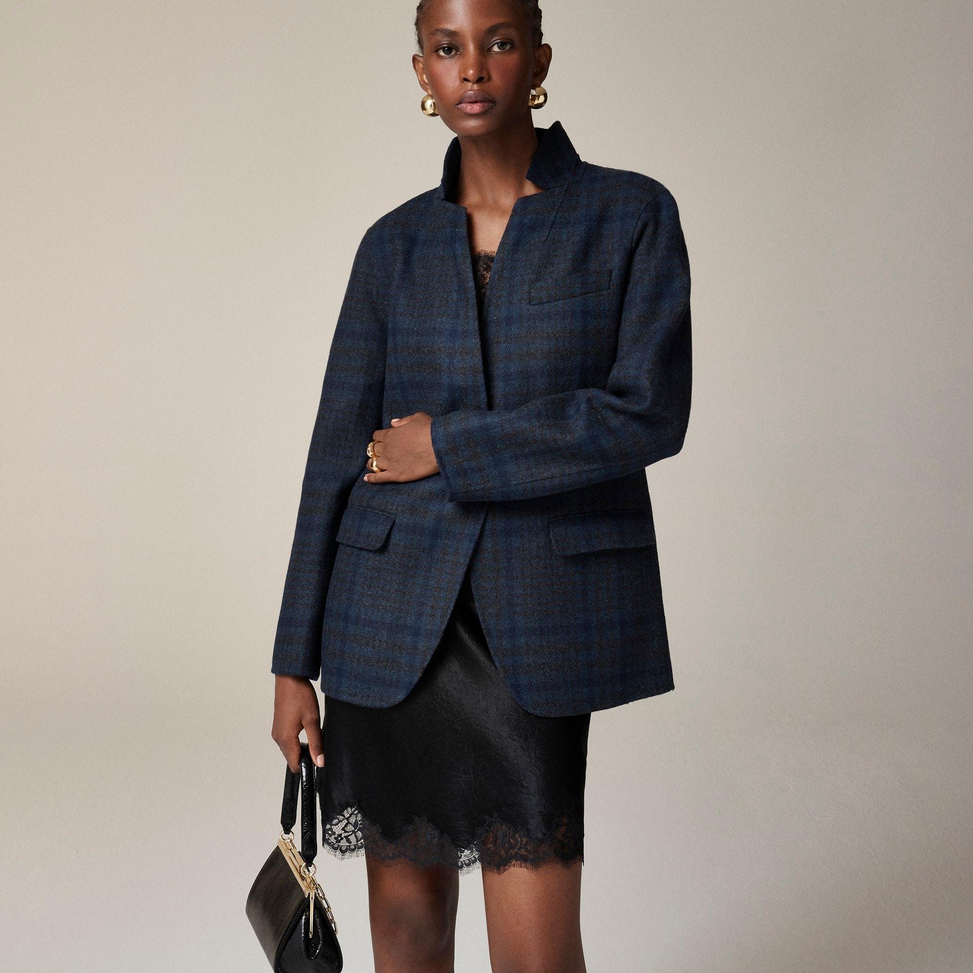 Leighton blazer-jacket in plaid double-faced wool blend Product Image