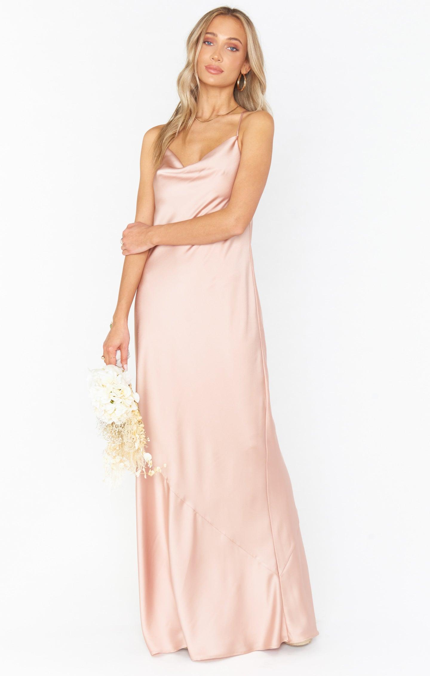 Tuscany Maxi Slip Dress ~ Rose Gold Luxe Satin Product Image