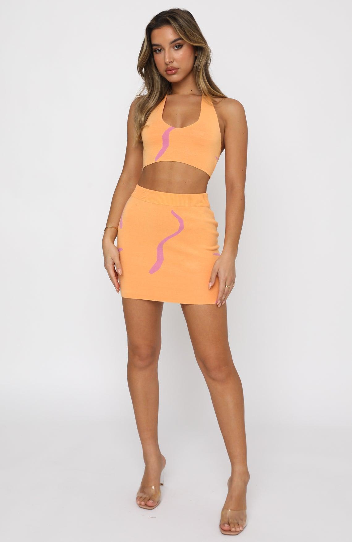 Wild At Heart Mini Skirt Peach Pink Product Image