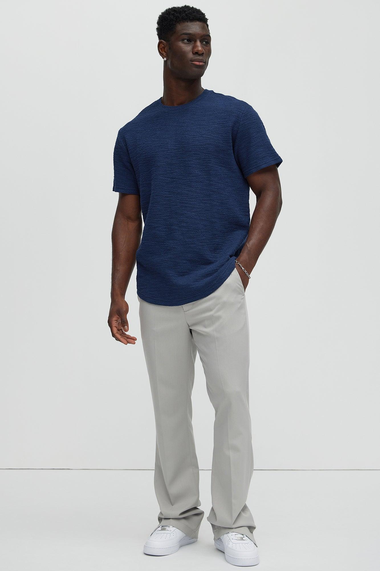Blaine Textured Scallop Short Sleeve Tee - Navy Product Image