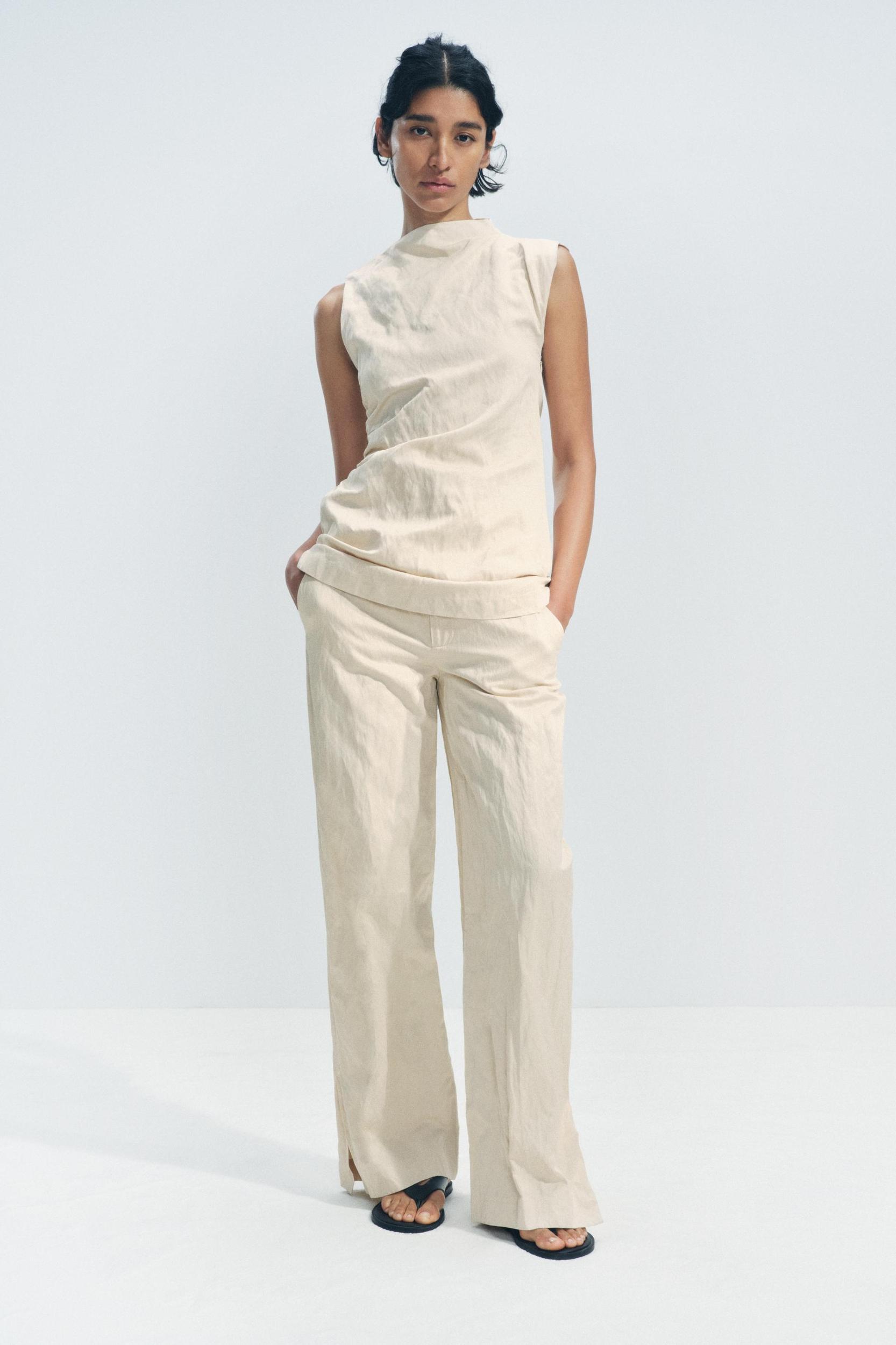 WRINKLED STRAIGHT PANTS ZW COLLECTION Product Image
