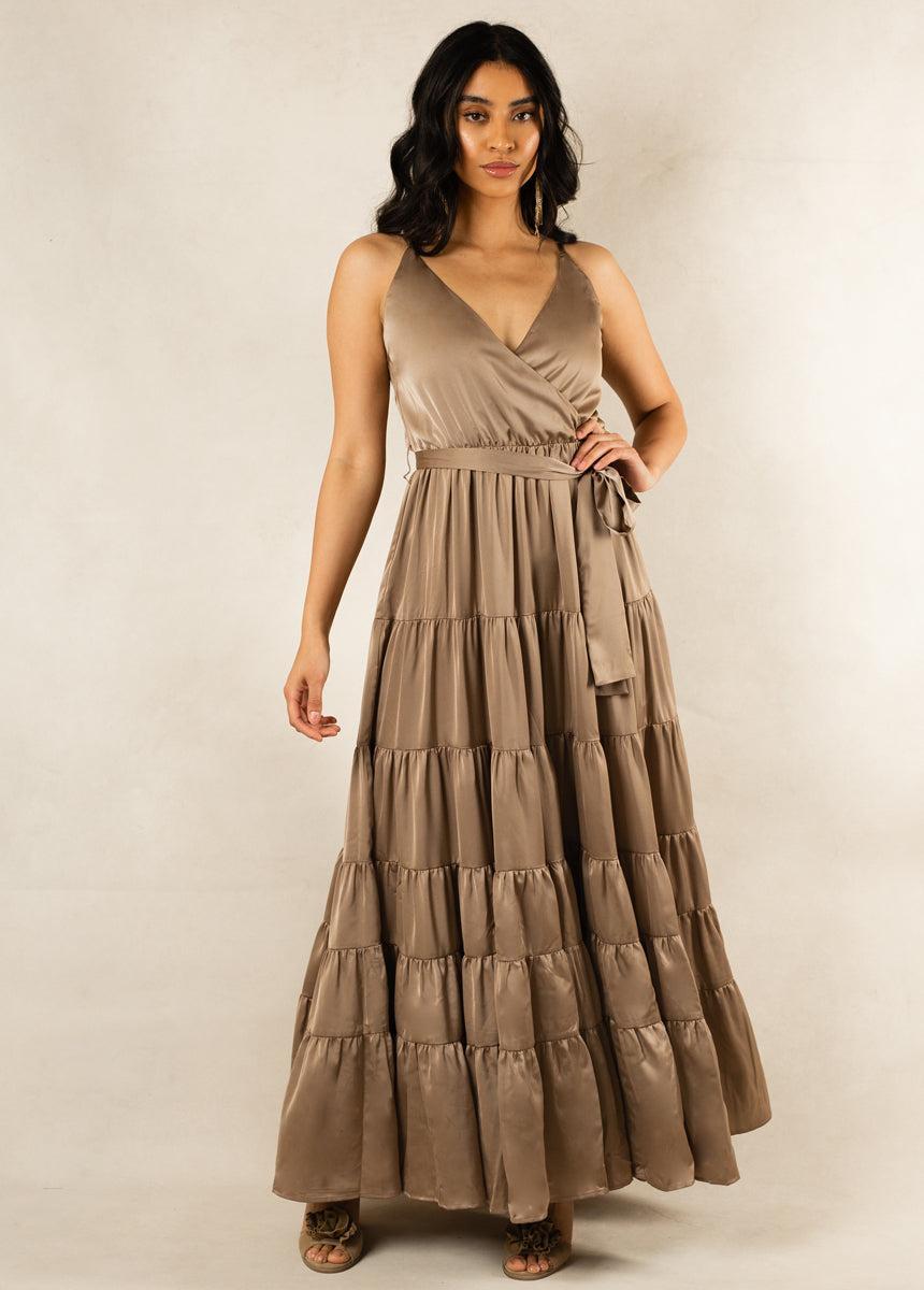 Zayla Dress in Light Taupe Female Product Image