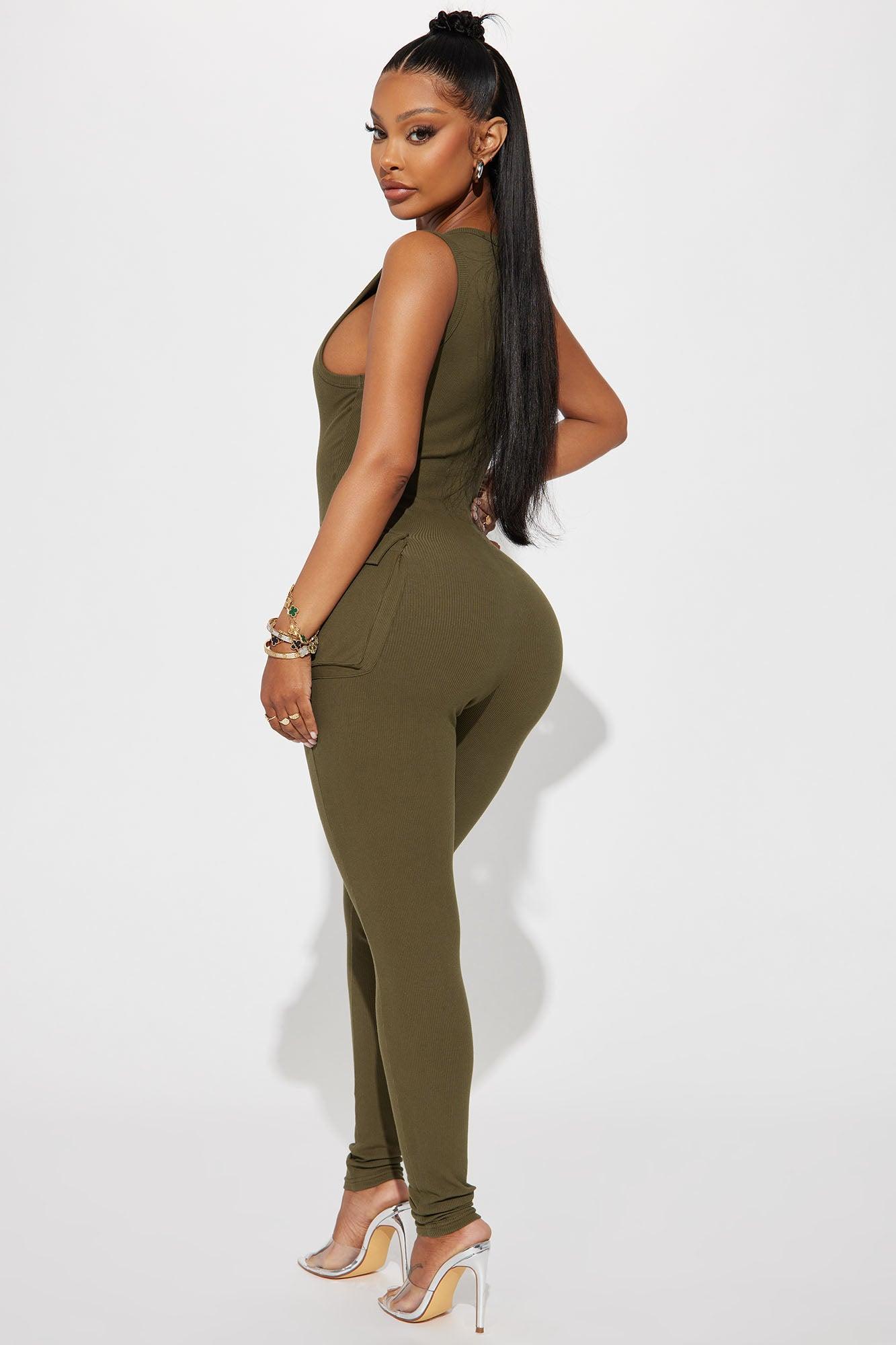 Maddix Ribbed Jumpsuit - Olive Product Image