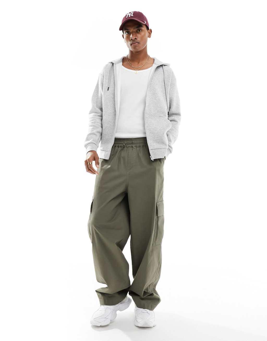 Jack & Jones zip up hoodie in light gray heather Product Image