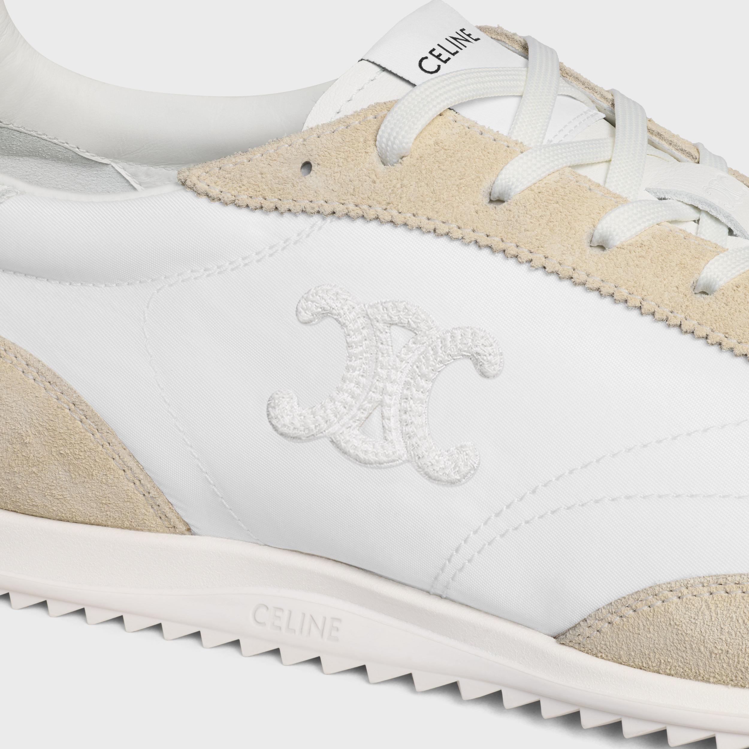 CELINE RACER LOW LACE-UP SNEAKER WITH TRIOMPHE IN NYLON, SUEDE CALFSKIN AND CALFSKIN Product Image