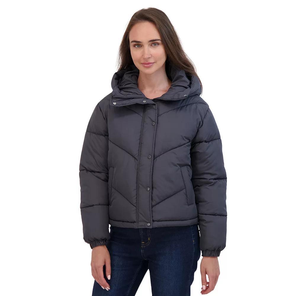 Juniors' Sebby Short Puffer Jacket, Women's, Size: Large, Gray Product Image