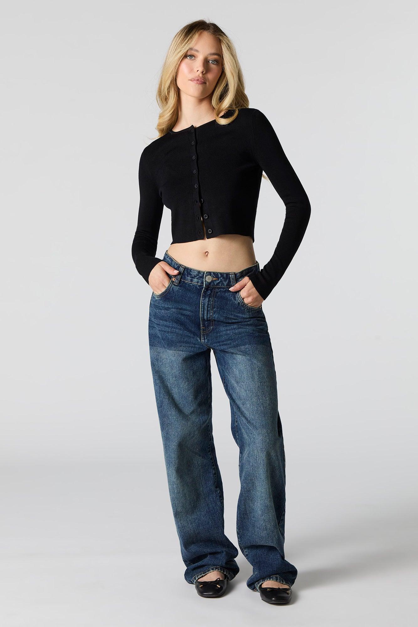Ribbed Knit Button Front Cardigan Female Product Image