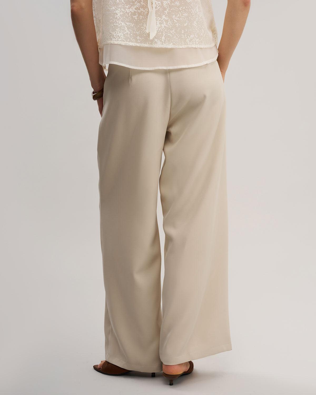 Apricot Ruched Straight Pants Product Image