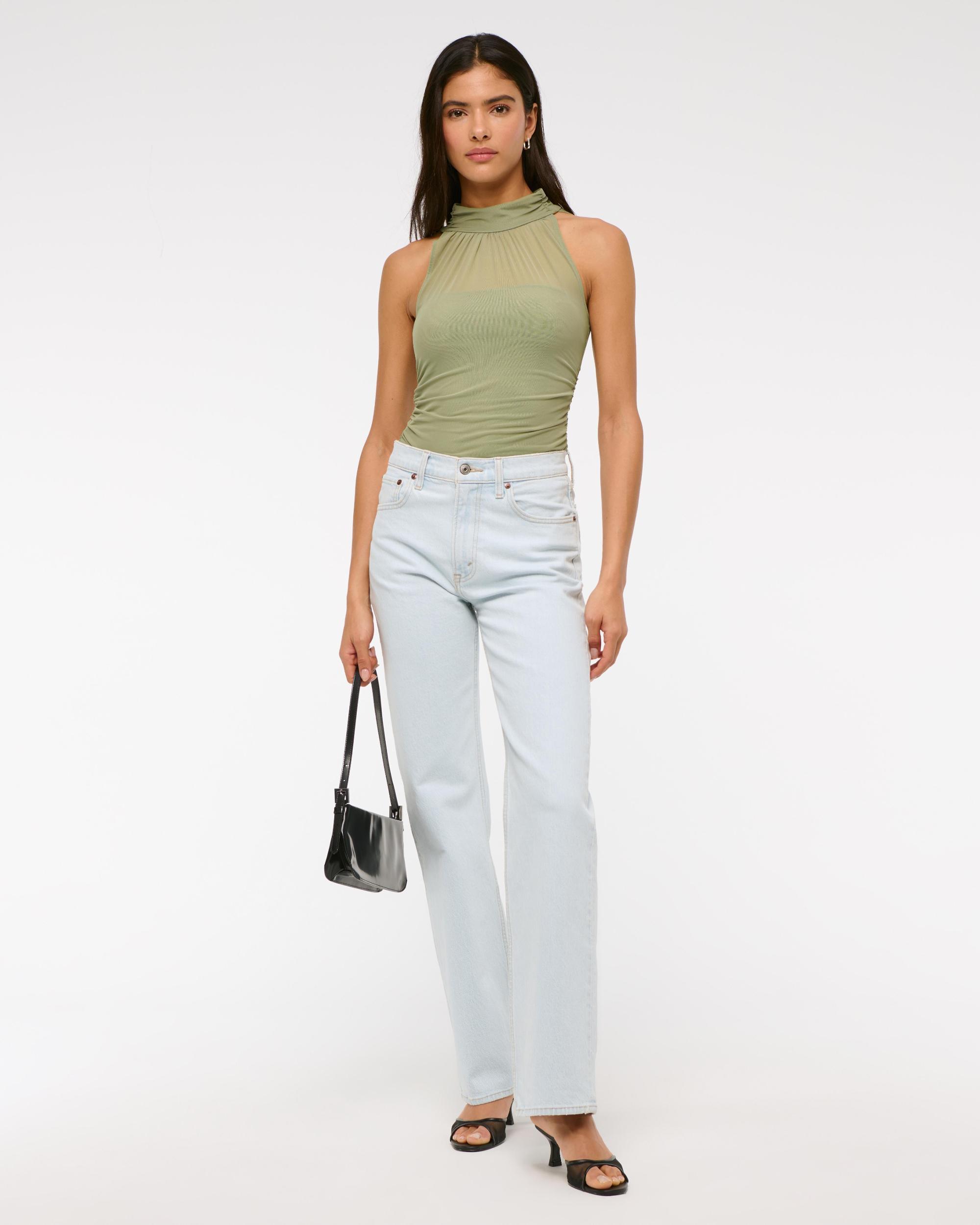 Ruched Mesh Halter Top Product Image