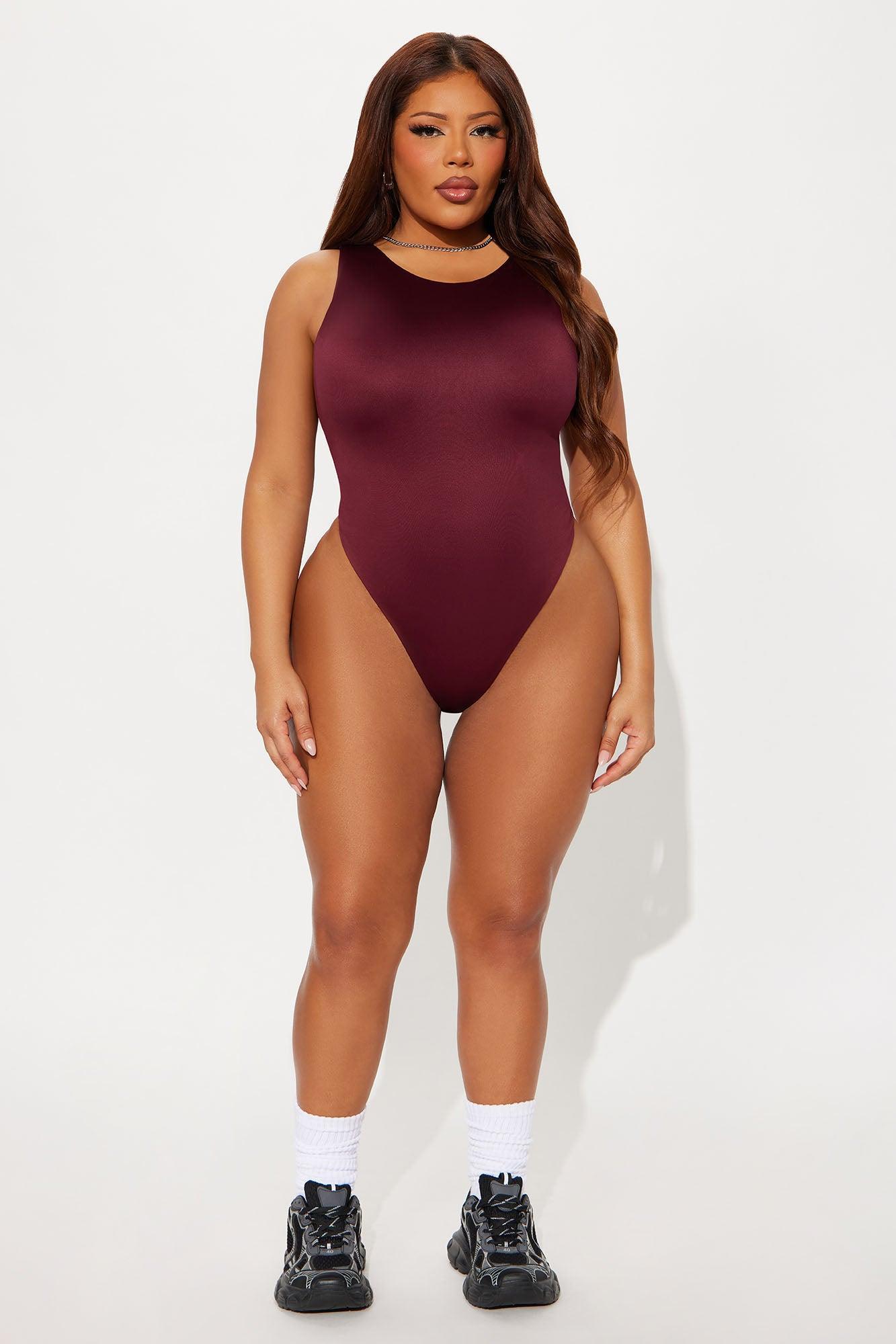 Contour Double Lined Scoop Neck Bodysuit - Wine Product Image
