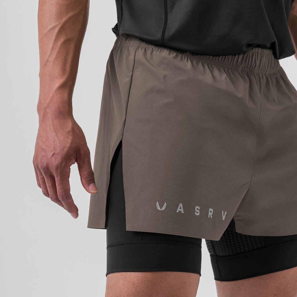 0752. Ripstop 3" High Split Liner Short - Deep Taupe/Black Product Image