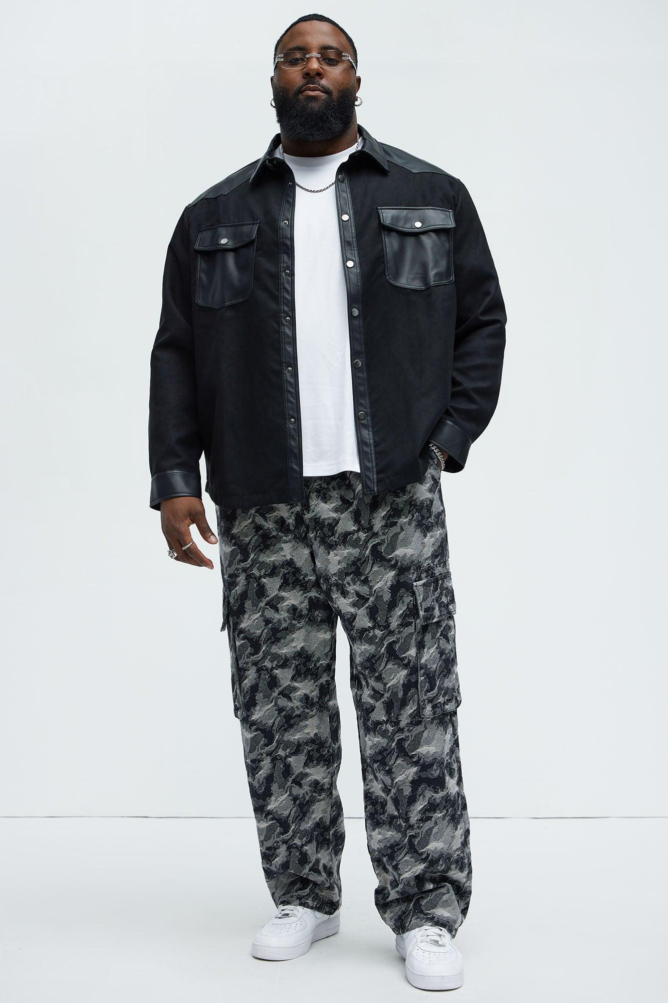 Rowdy Faux Suede Leather Shirt - Black Product Image