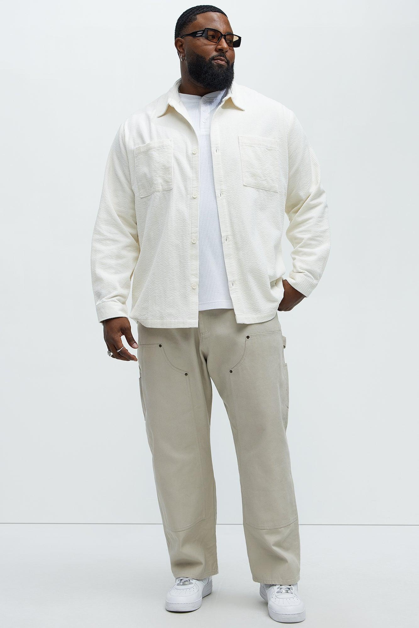 Corduroy Pocket Button Up Shirt - Off White Product Image