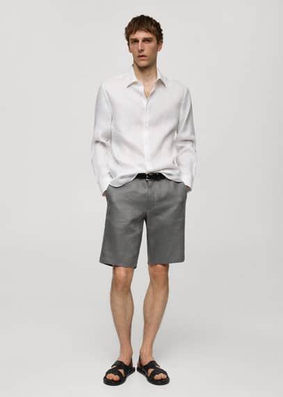 Mango Mens Linen Shirt Product Image