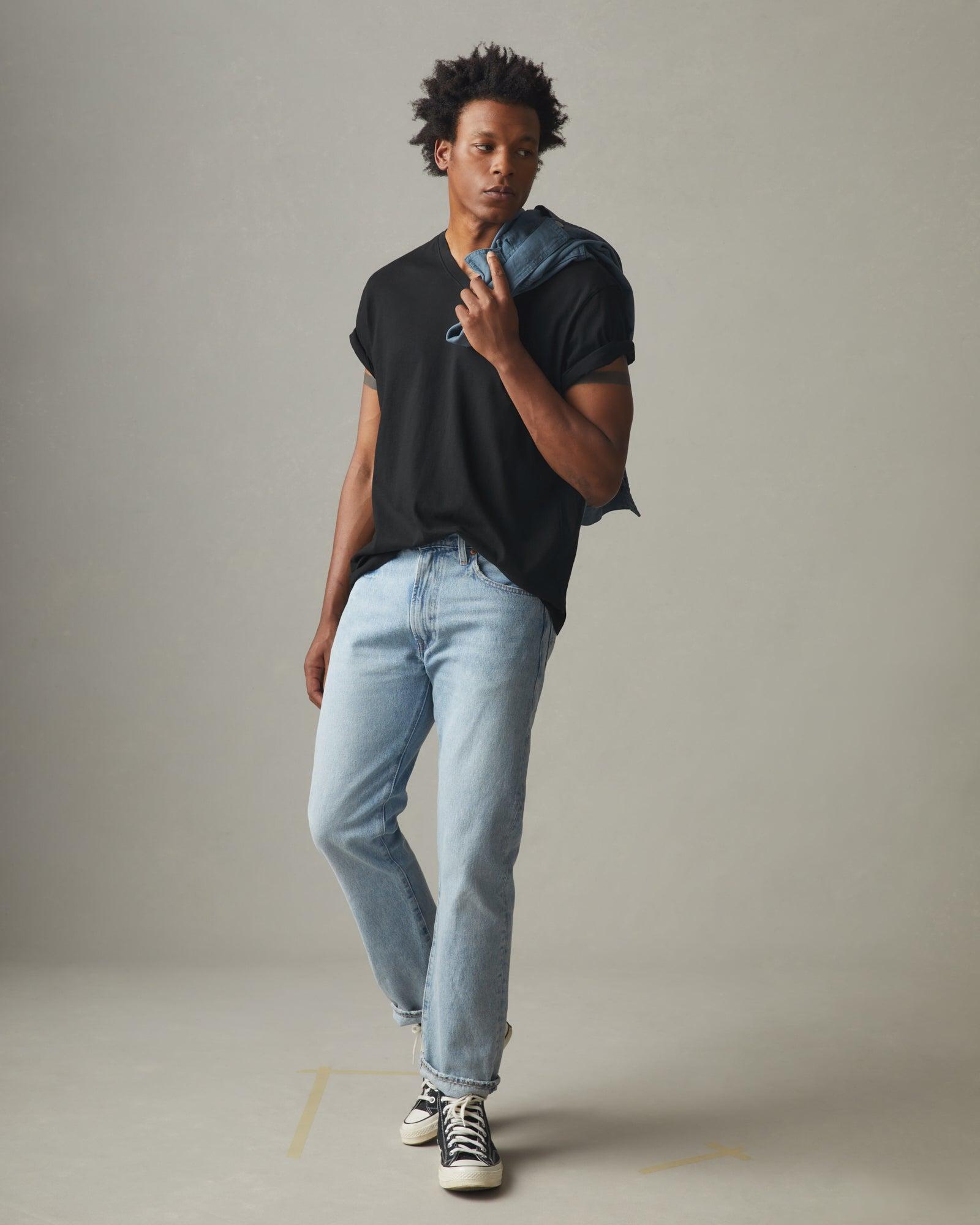 Men's Classic Cotton V-Neck Tee - Black Male Product Image
