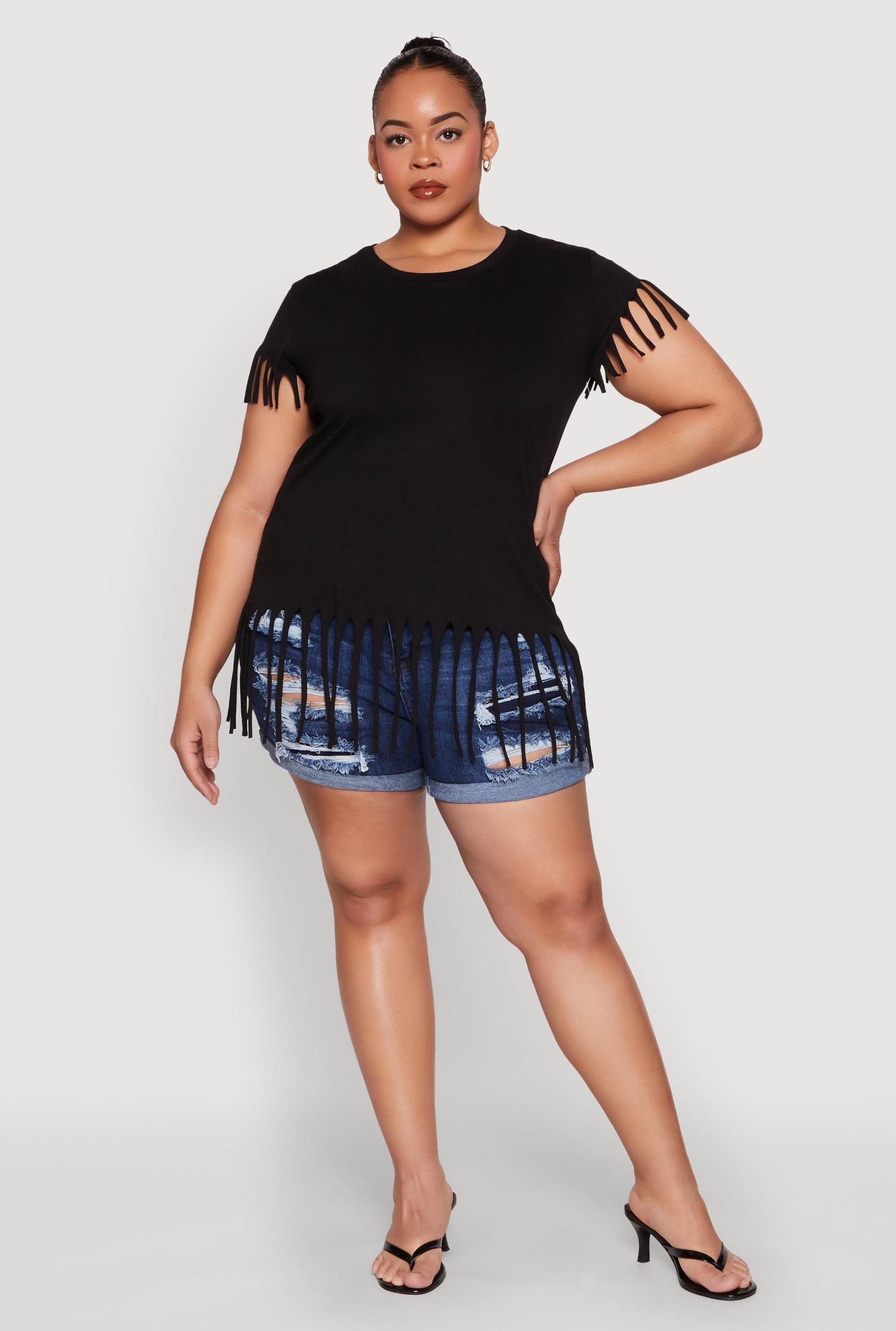 Womens Plus Size Fringe Tee Product Image