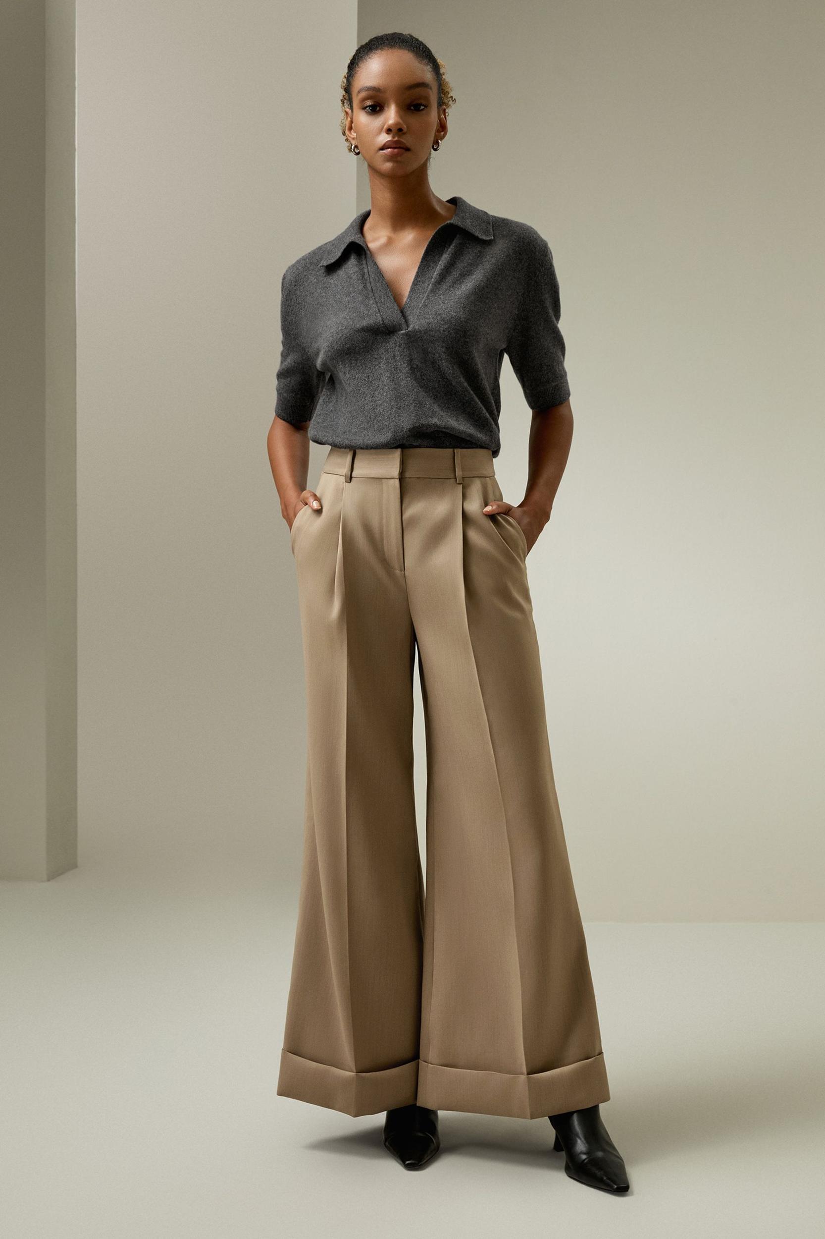 Retro Cropped Flare Trousers Product Image