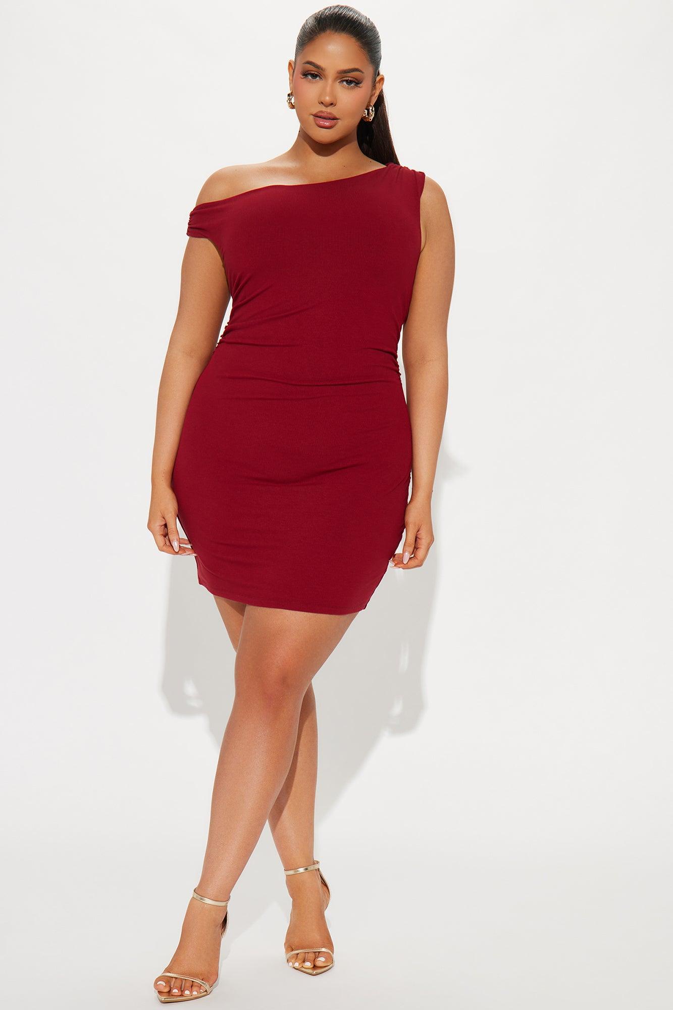 Beloved One Ribbed Mini Dress - Burgundy Product Image