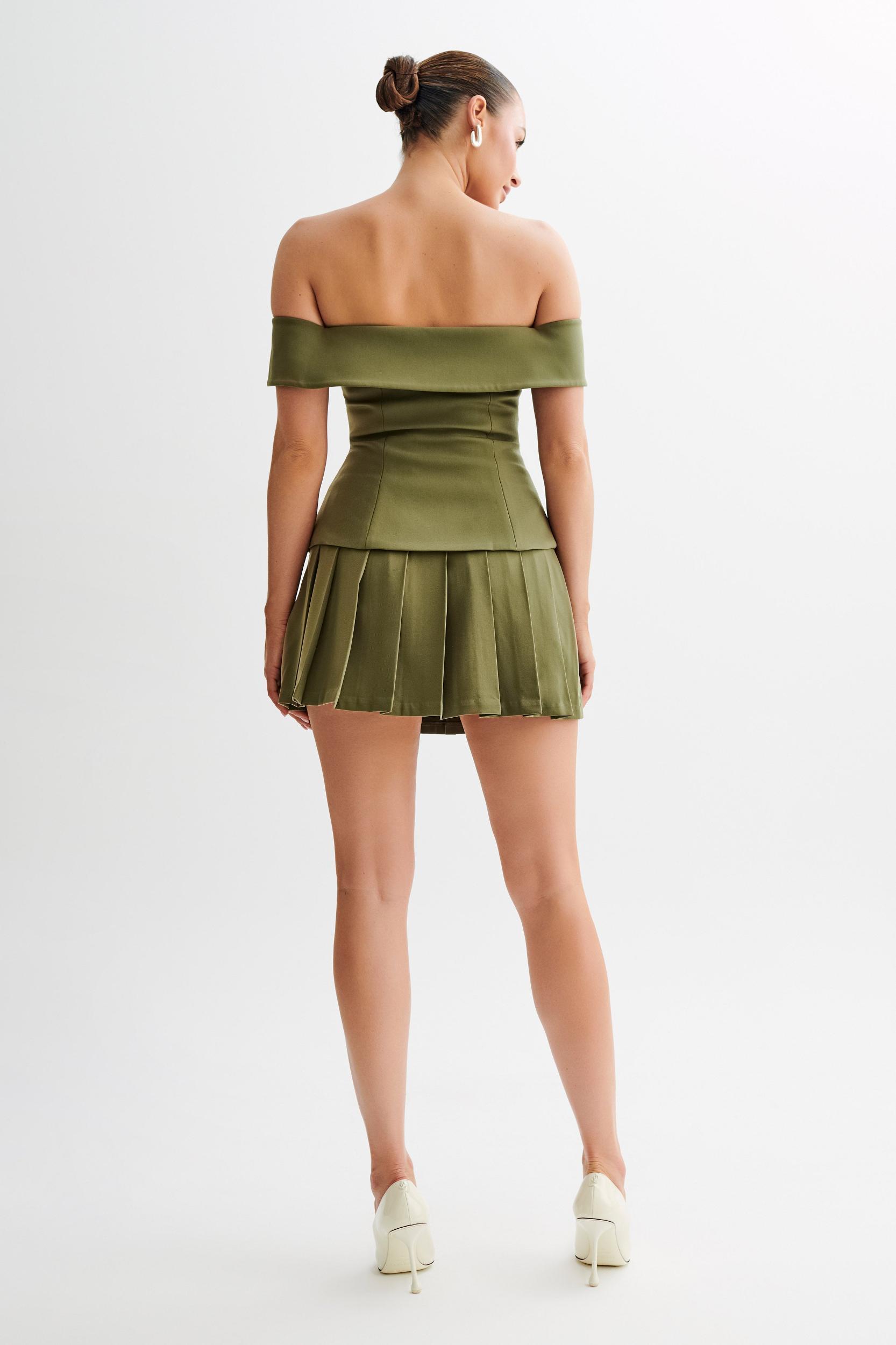 Krista Strapless Suiting Top - Military Olive Product Image