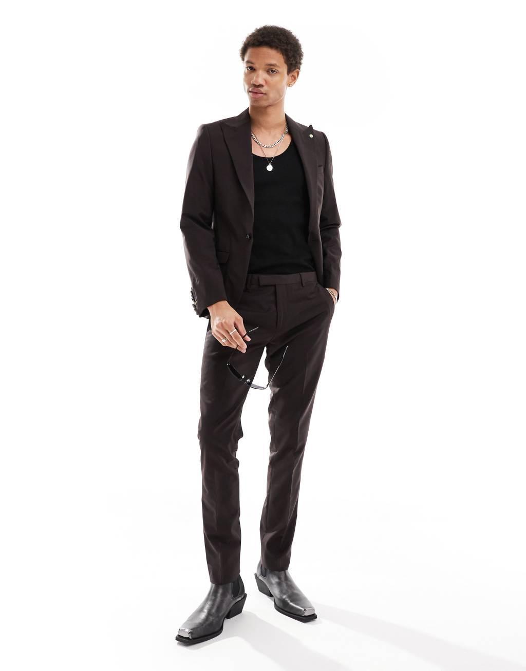 Twisted Tailor buscot suit jacket in brown Product Image